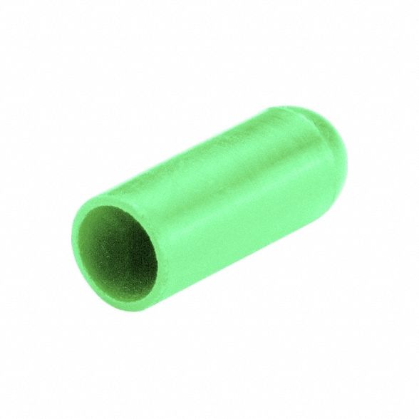 Straight Sided Caps: Silicone, Light Green, 0.156 in Inside Dia, 0.5 in Inside Lg, Round, 200 PK
