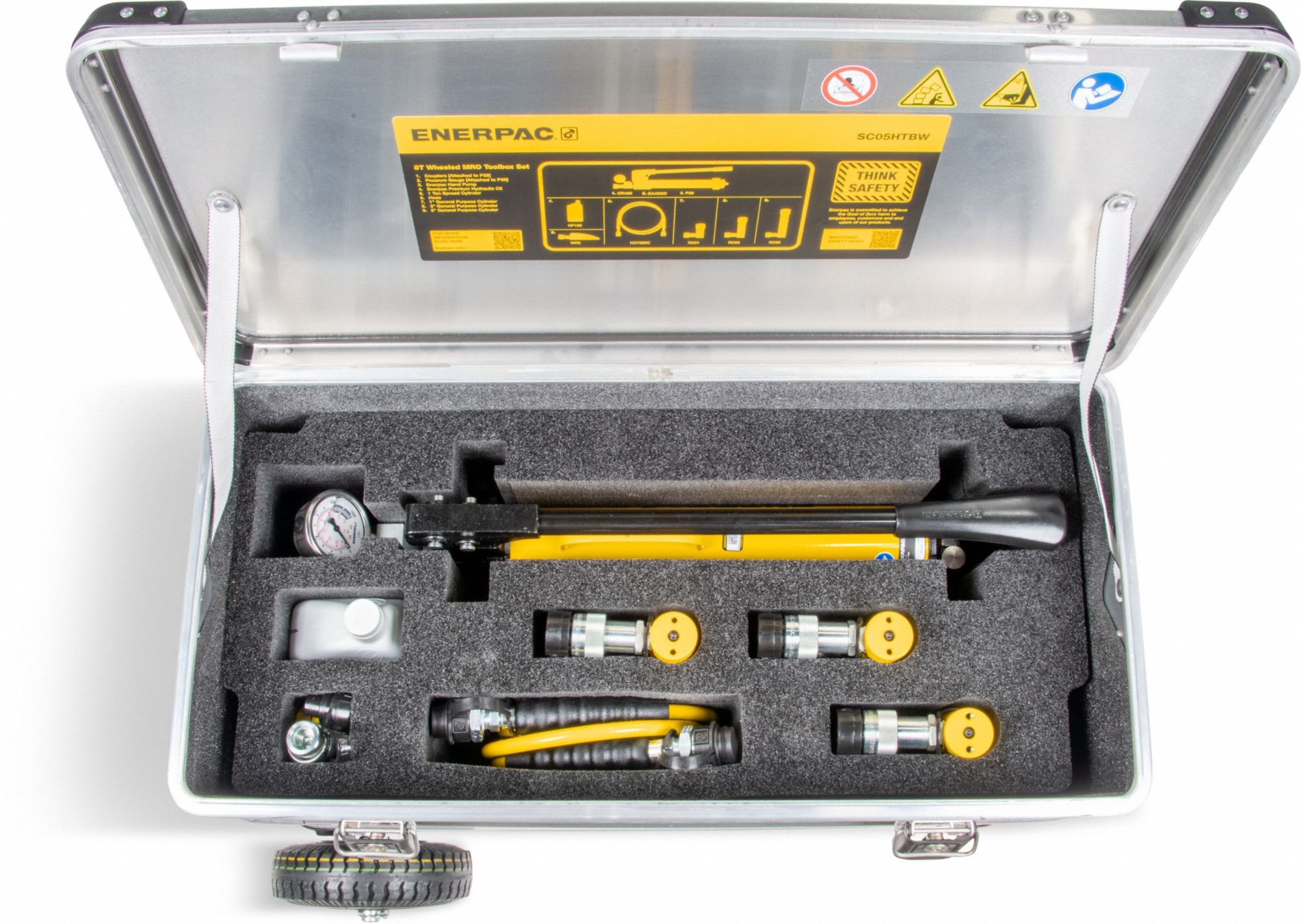 THREE HYDRAULIC CYLINDERS AND HAND PUMP