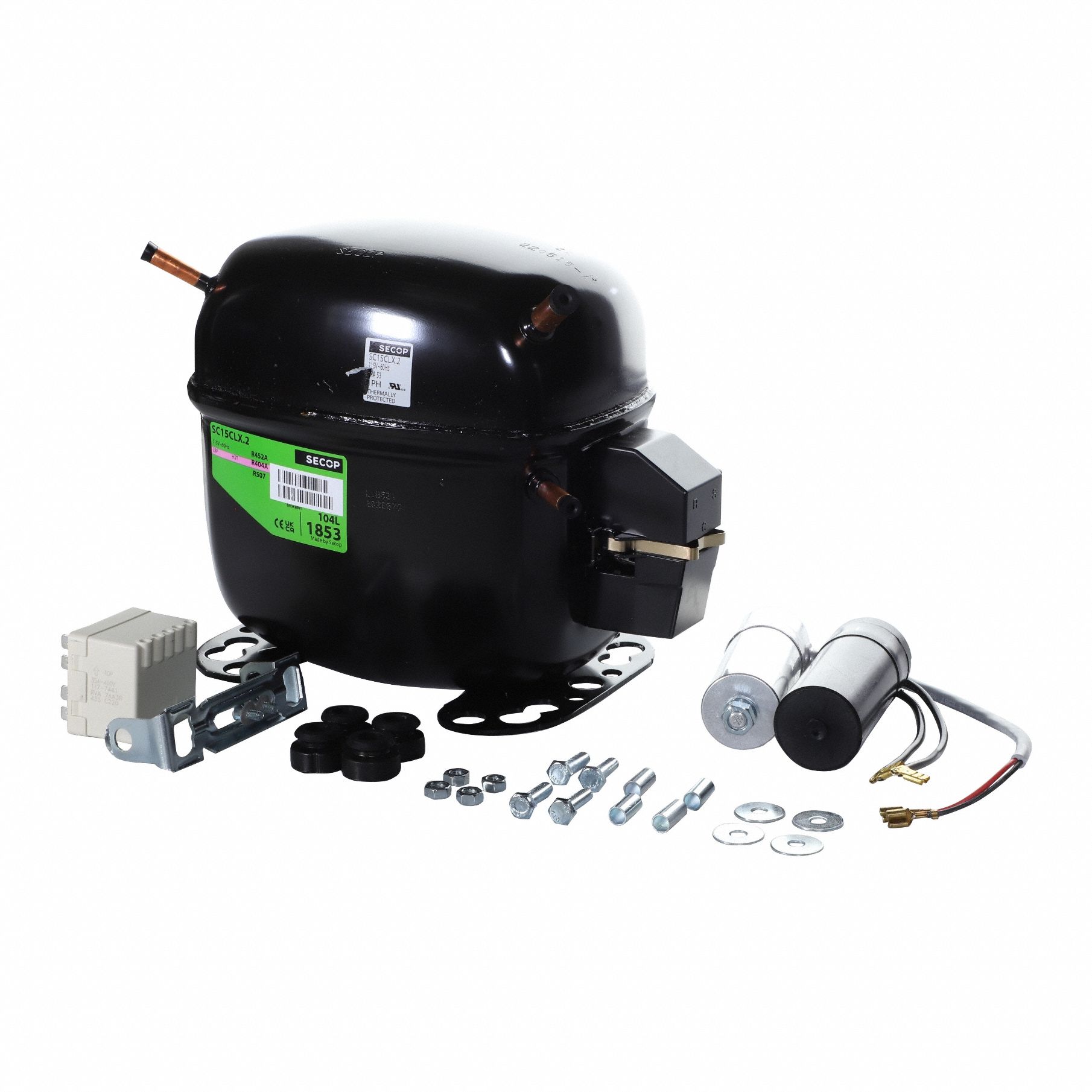 Compressor: Reciprocating, 3, 000 BtuH Cooling, 3/4 hp, 1/4 in Discharge Line Connection Size