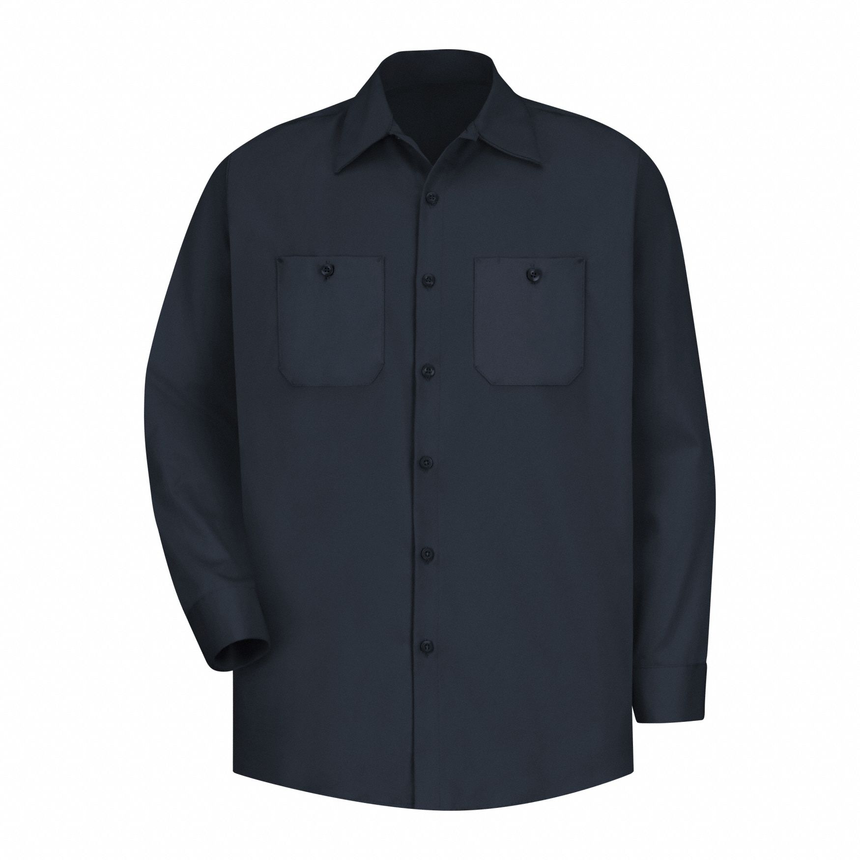 Mns Ls Dark Navy Cotton Workshirt, XXL: Men's, Long Sleeve, Regular, 18 1/2 in Neck Size