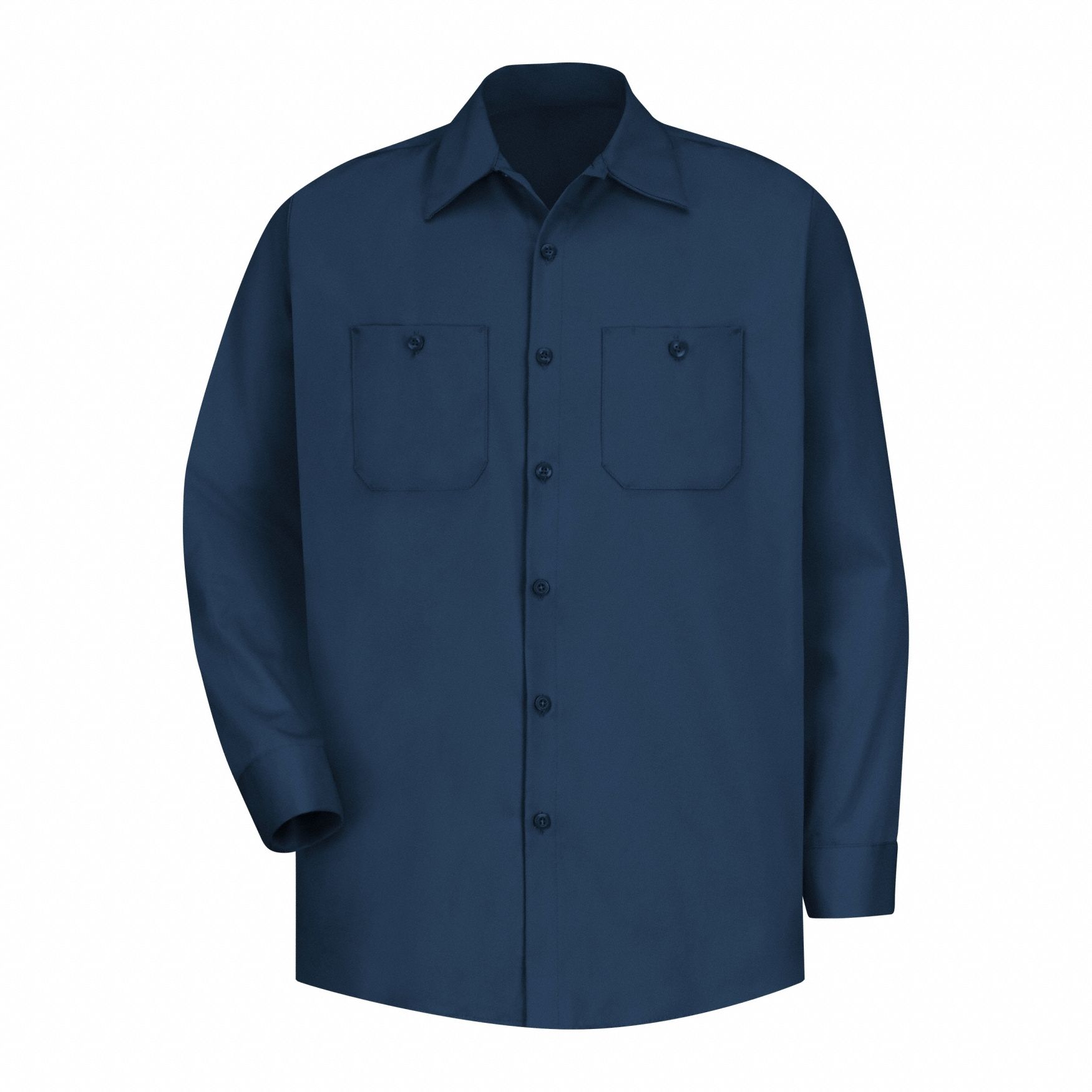 Mens Cotton Work Shirt Navy, XXL: Men's, Long Sleeve, Regular, 18 1/2 in Neck Size, Navy