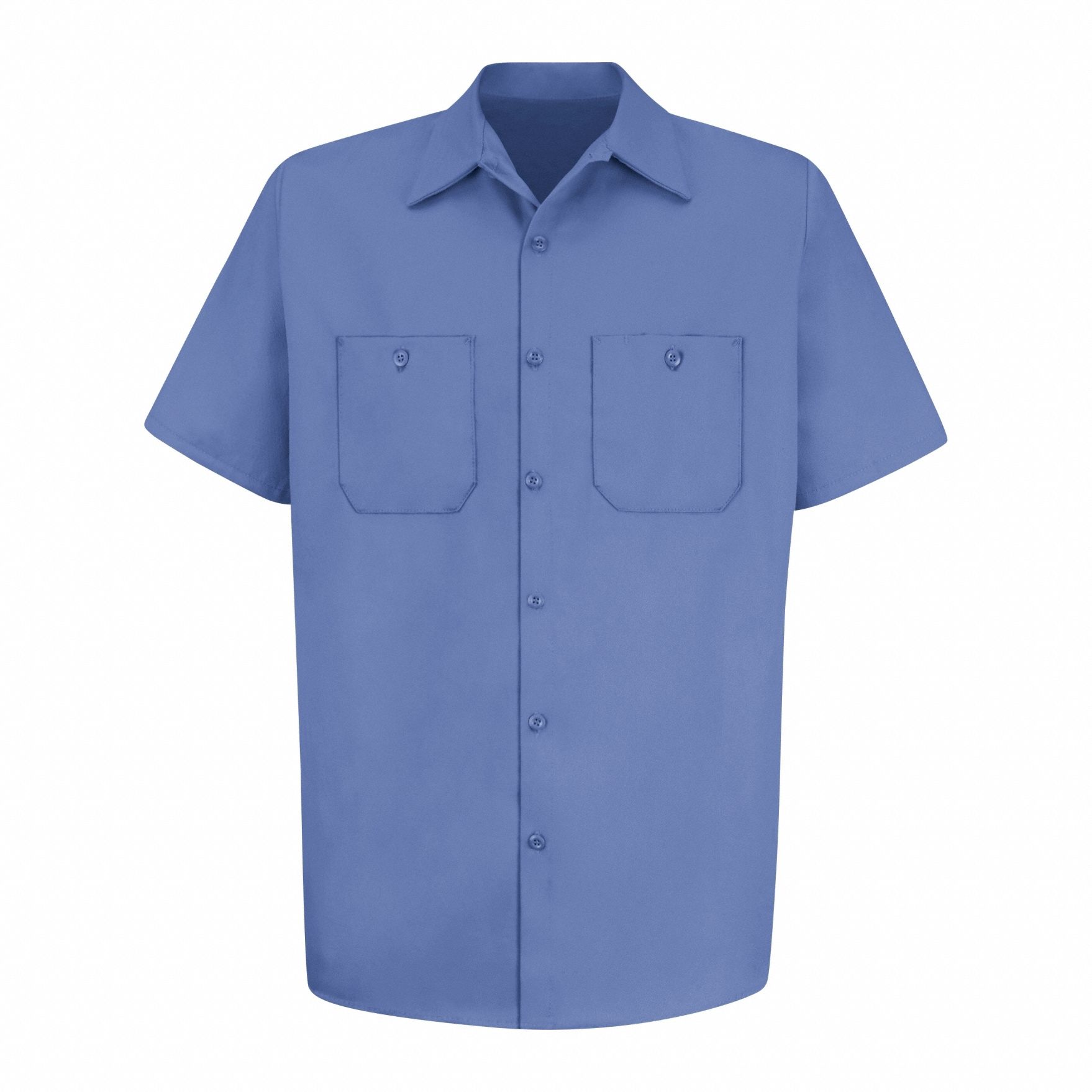 Mns Ss Lt Blue Dp Cotton Workshirt, L: Men's, Short Sleeve, Tall, 16 1/2 in Neck Size