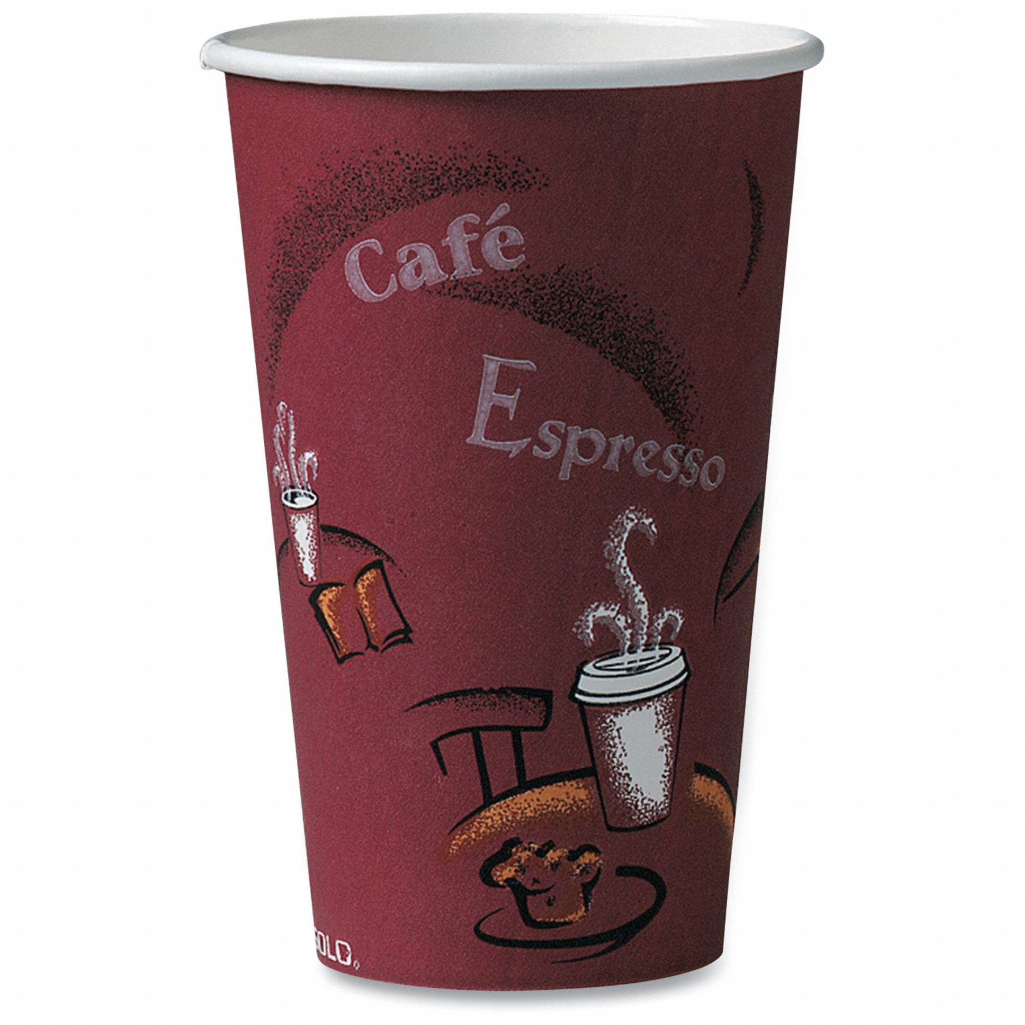 Disposable Hot Cup, 16 oz, Maroon, PK50
