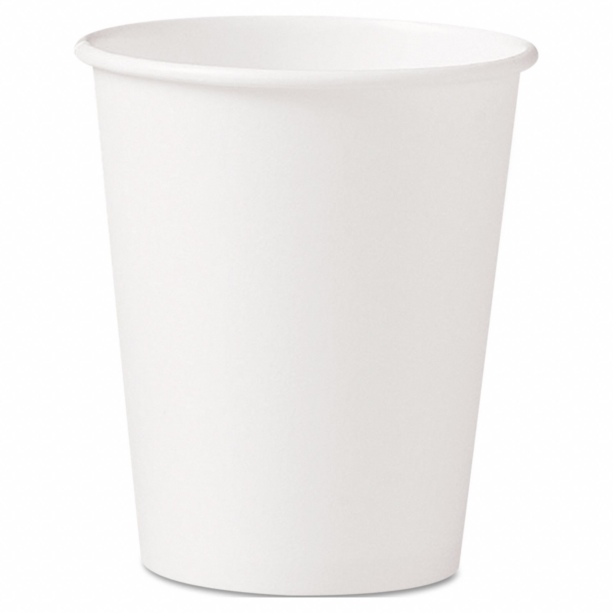 Disposable Hot Cup: 10 oz Capacity, White, Paper, Unwrapped, Patternless, 1, 000 PK