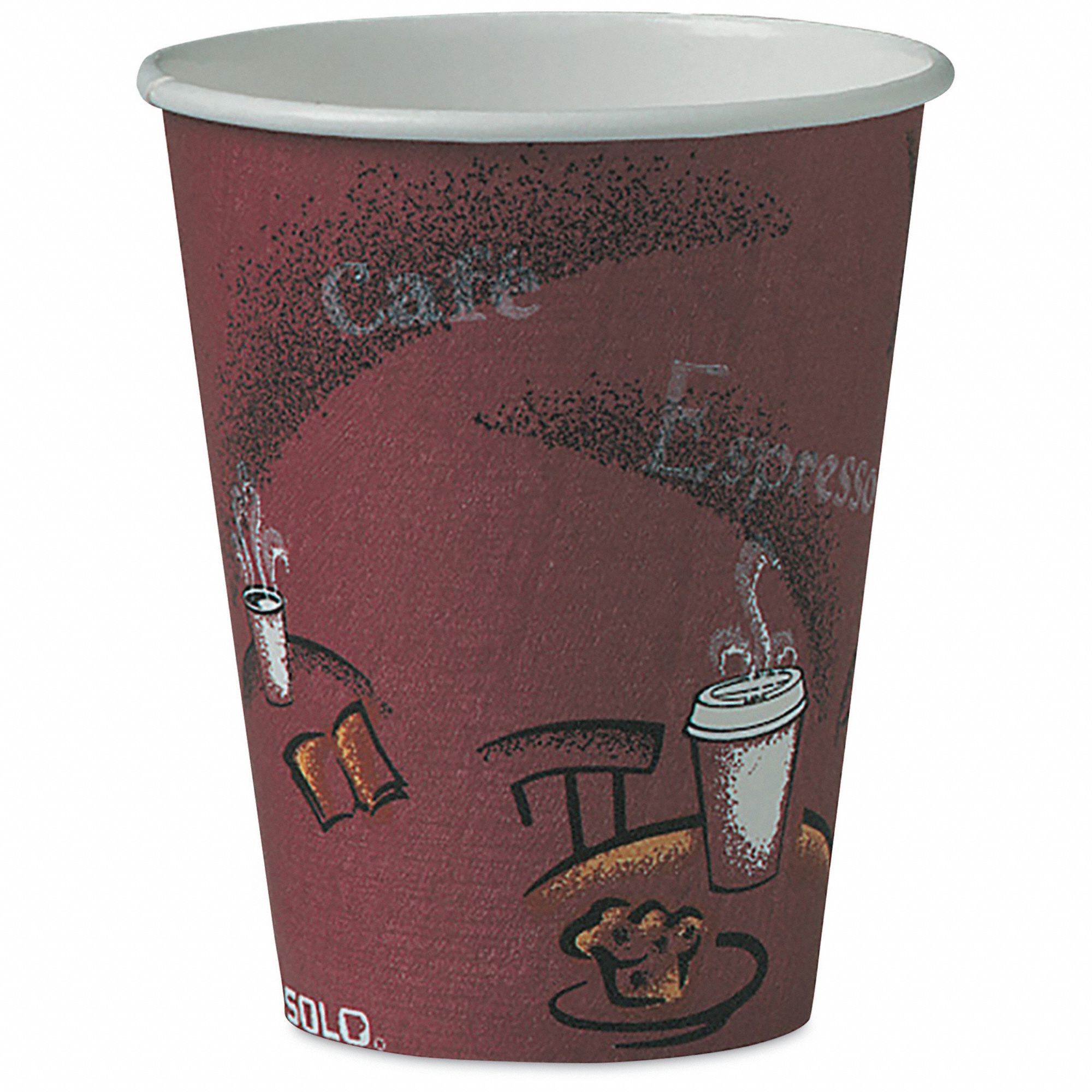 Disposable Hot Cup, 8 oz, Maroon, PK50