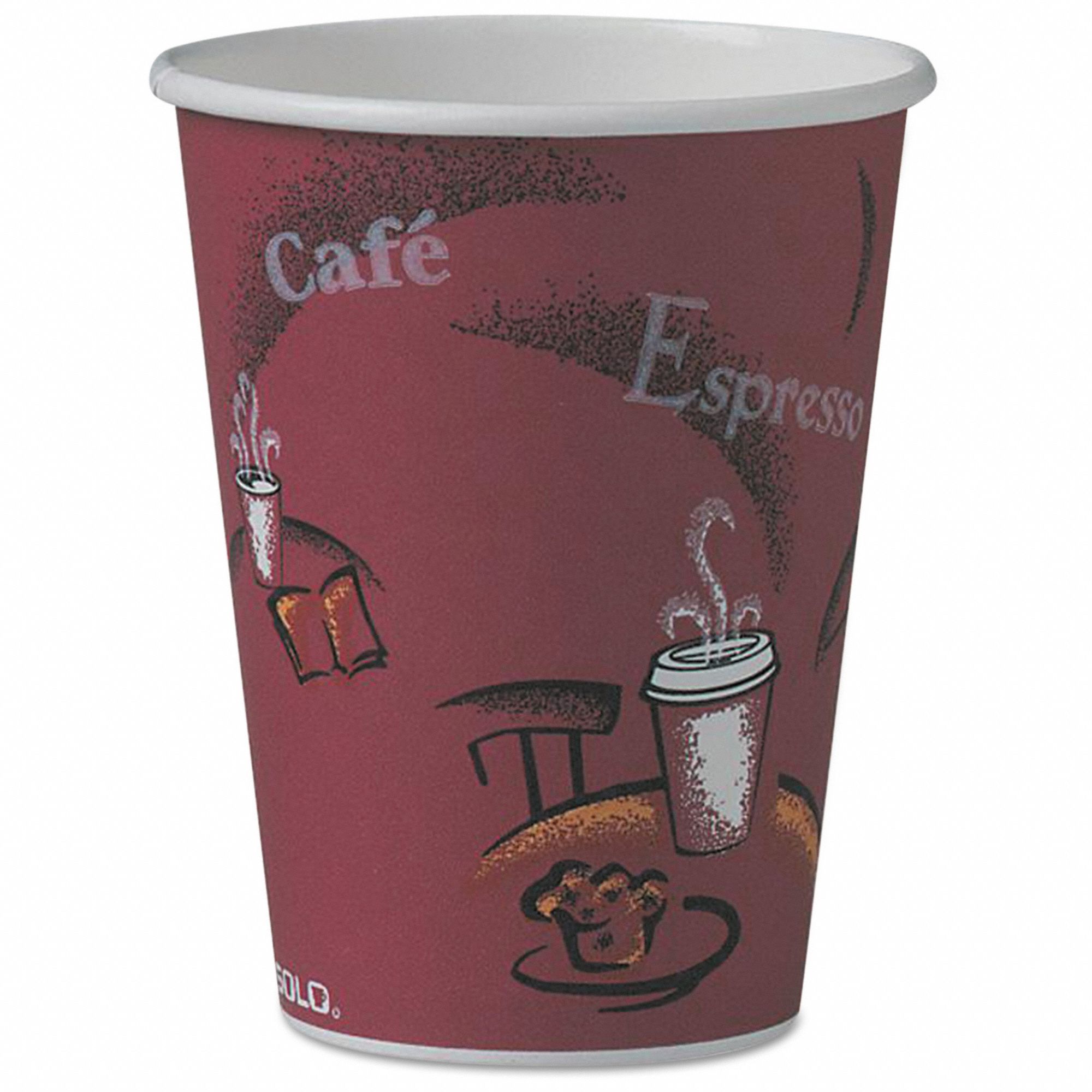 Disposable Hot Cup, 12 oz, MaroonPK50