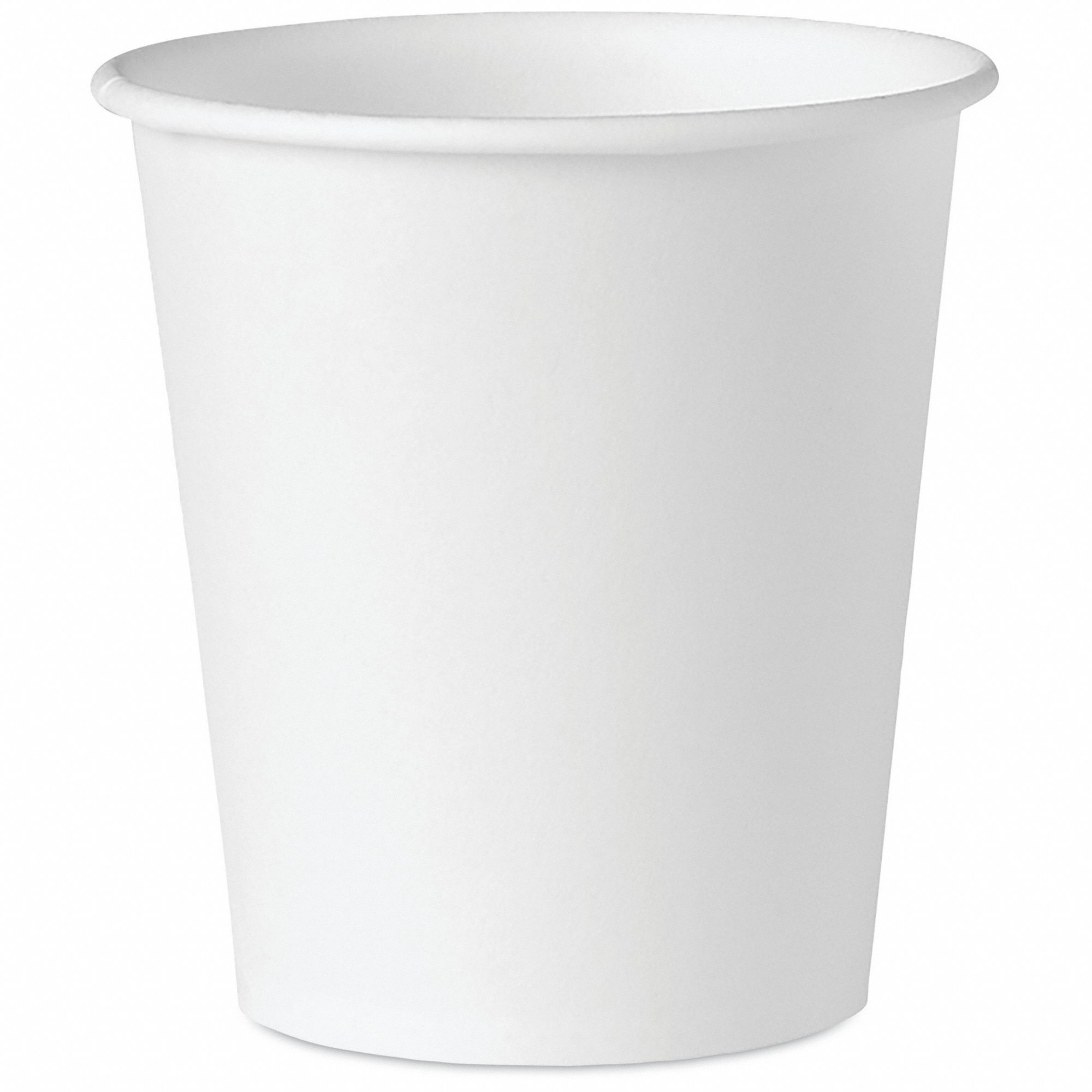 Disposable Cold Cup: 3 oz Capacity, White, Paper, Unwrapped, Patternless, 100 PK
