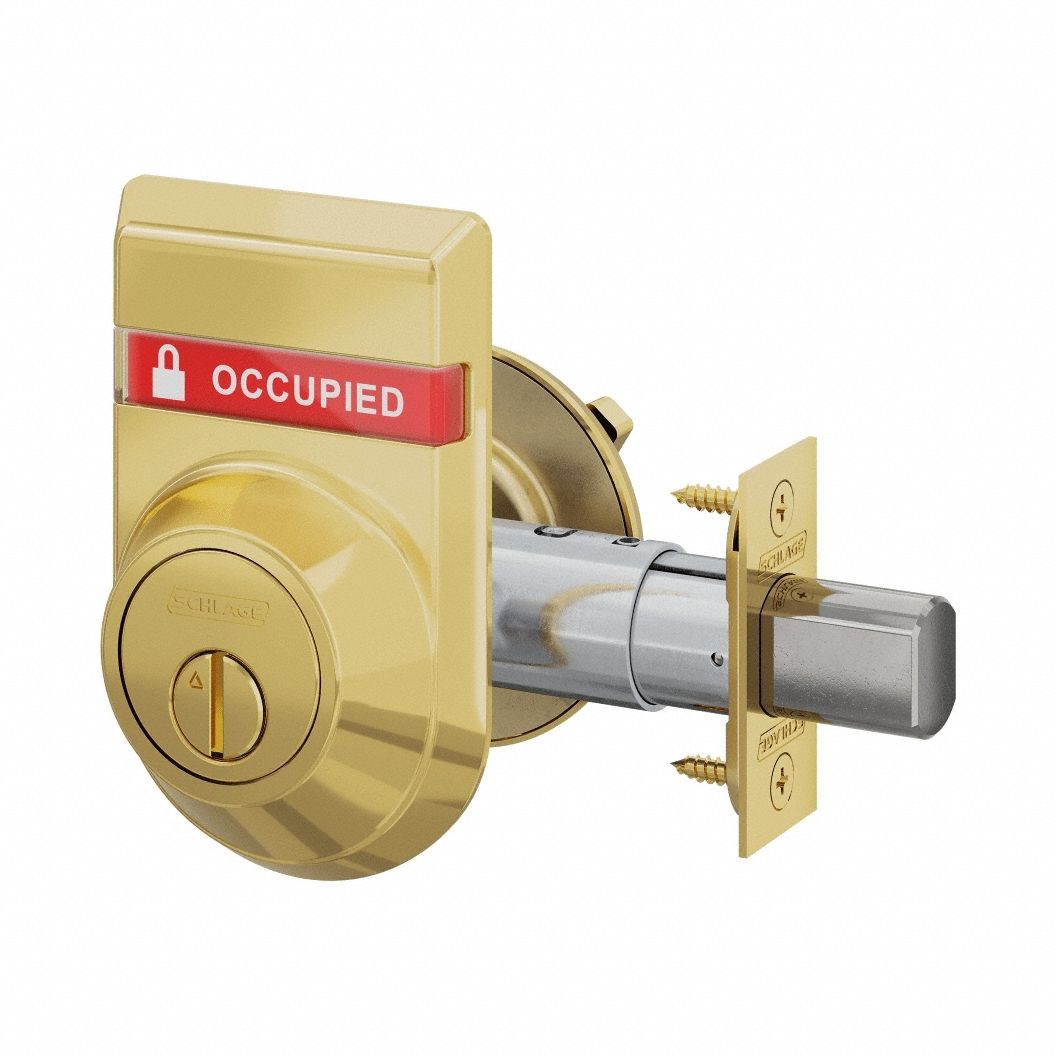 Deadbolt Locks: Cylindrical, SFIC, 1 7/8 in Door Thick - Max, Locked/Unlocked, Chrome