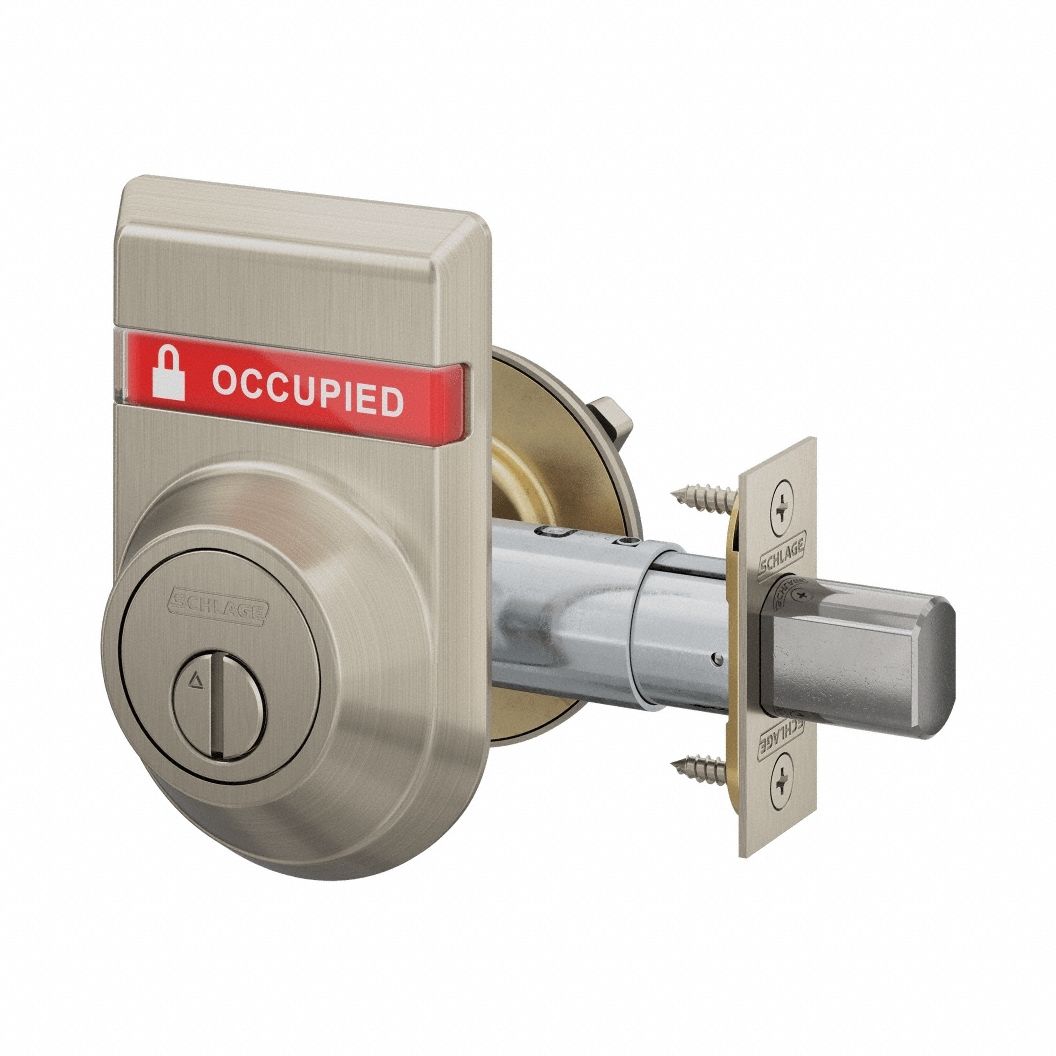 Deadbolt Locks: Cylindrical, SFIC, 1 7/8 in Door Thick - Max, Locked/Unlocked, Black/Brass
