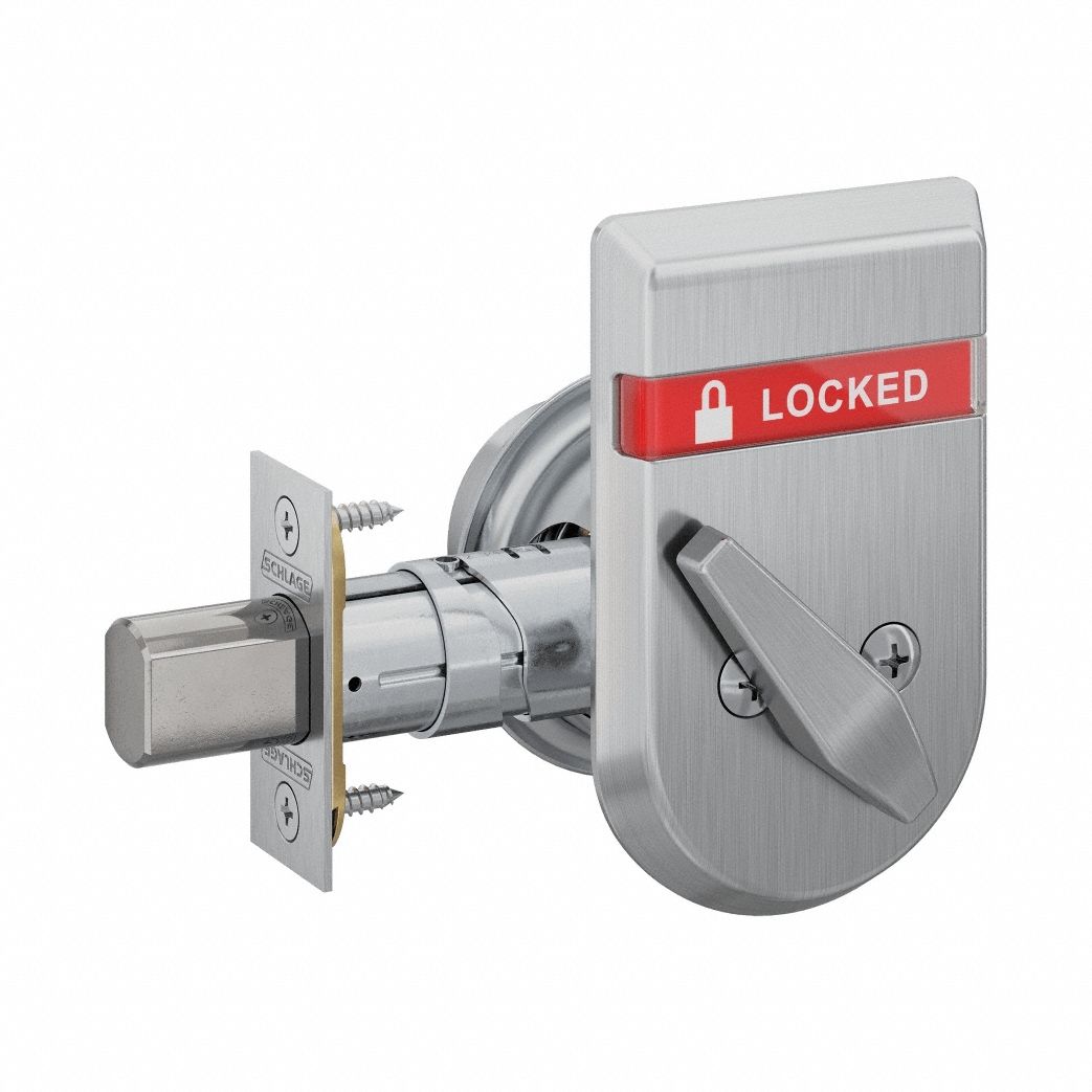 Deadbolt Locks: Cylindrical, SFIC, 1 7/8 in Door Thick - Max, Occupancy-Indicating