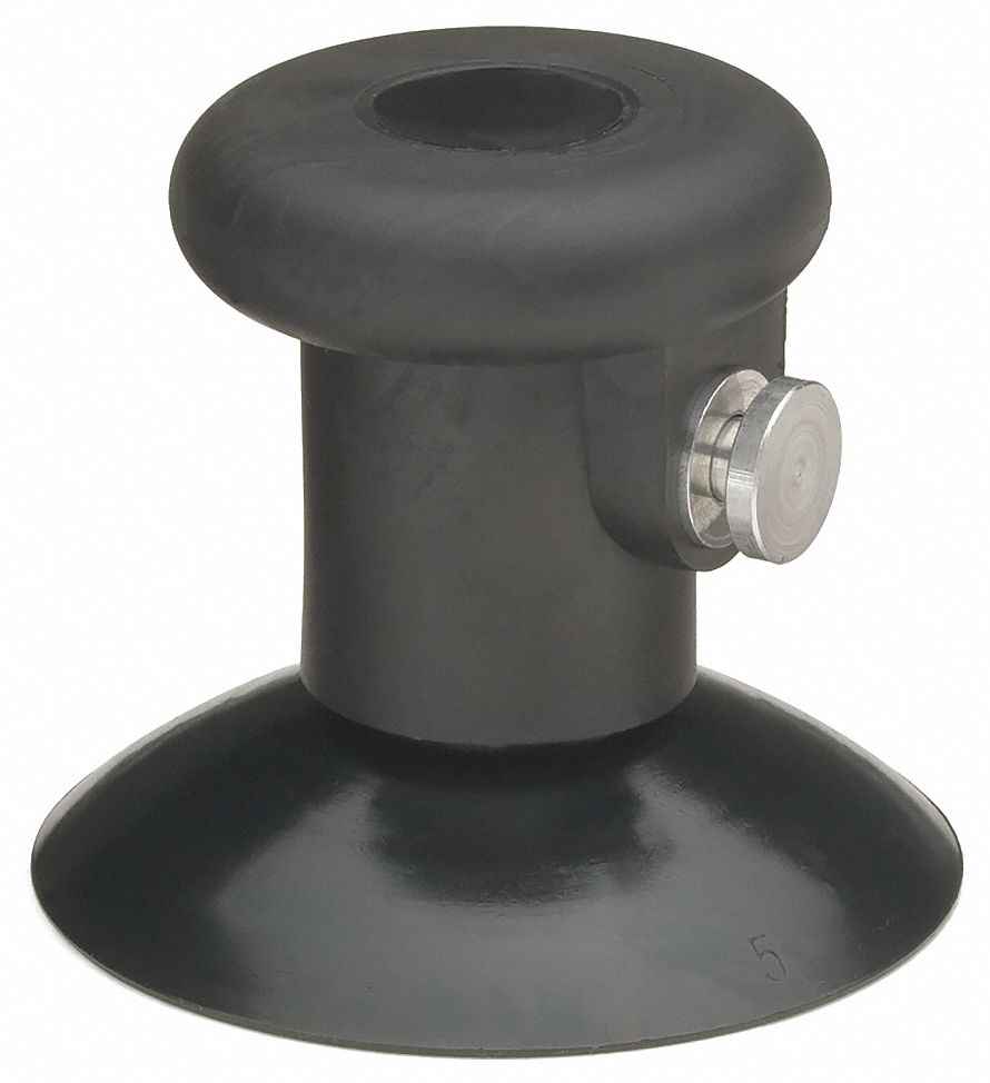 SINGLE VACUUM CUP, PUSH BUTTON, LD CAP 10 LBS, 3 IN L, 3 1/4 IN DIA, RUBBER/STEEL