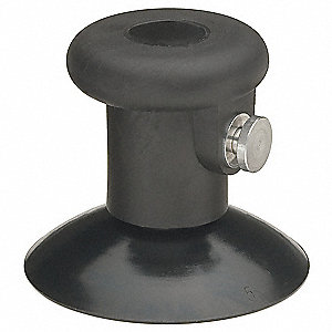 SINGLE VACUUM CUP, PUSH BUTTON, LD CAP 10 LBS, 3 IN L, 3 1/4 IN DIA, RUBBER/STEEL