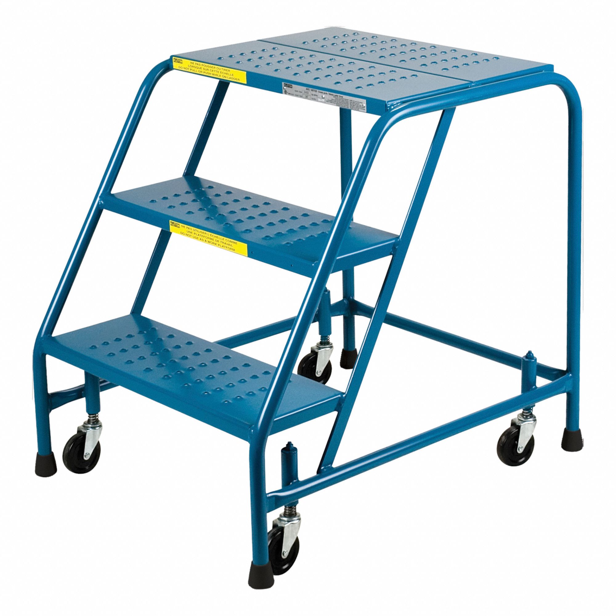ROLLING AND CANTILEVER LADDER, BLUE, 28 IN H, STEEL, ENAMEL FINISH, ASSEMBLED