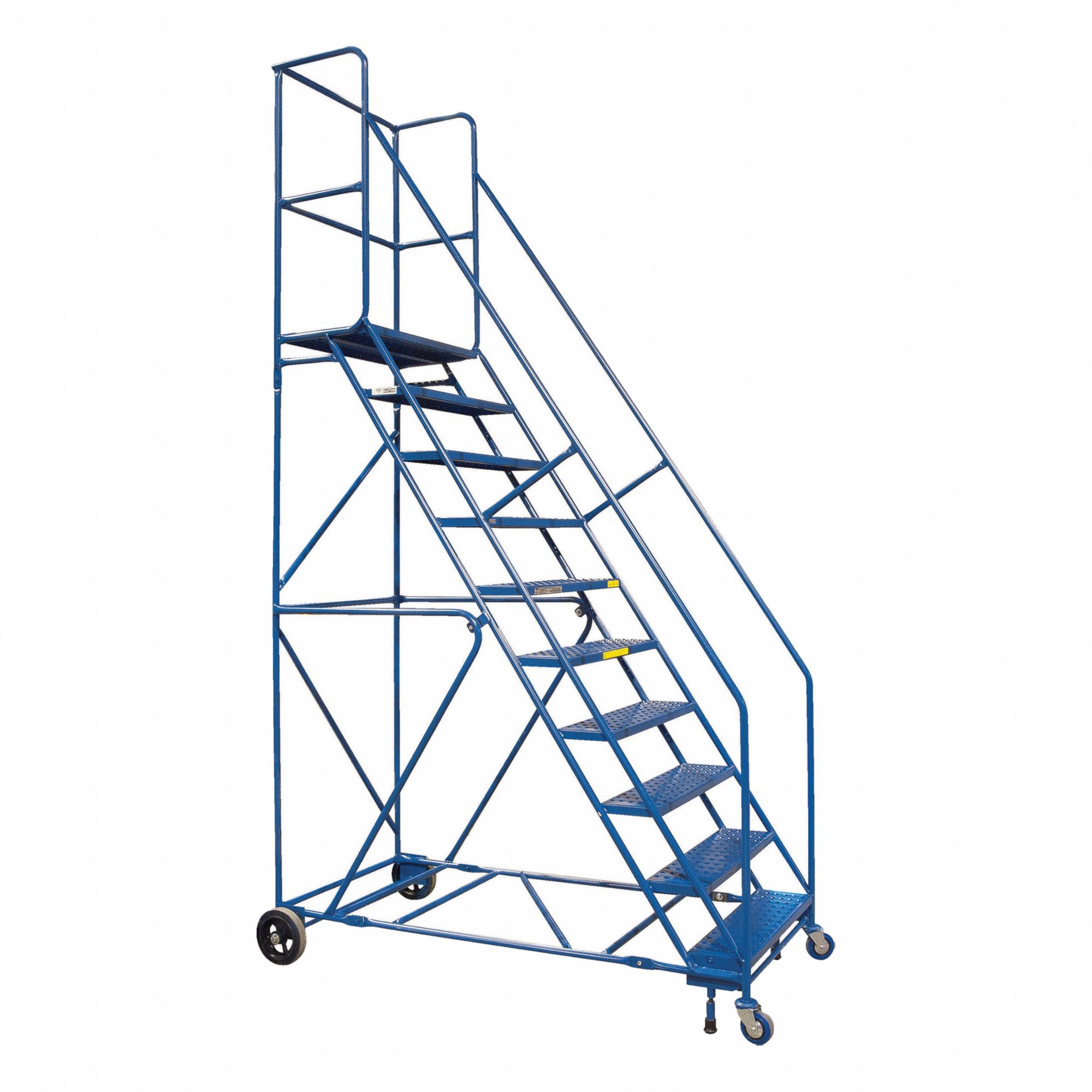 ROLLING AND CANTILEVER LADDER, BLUE, 130 IN H, STEEL, ENAMEL FINISH
