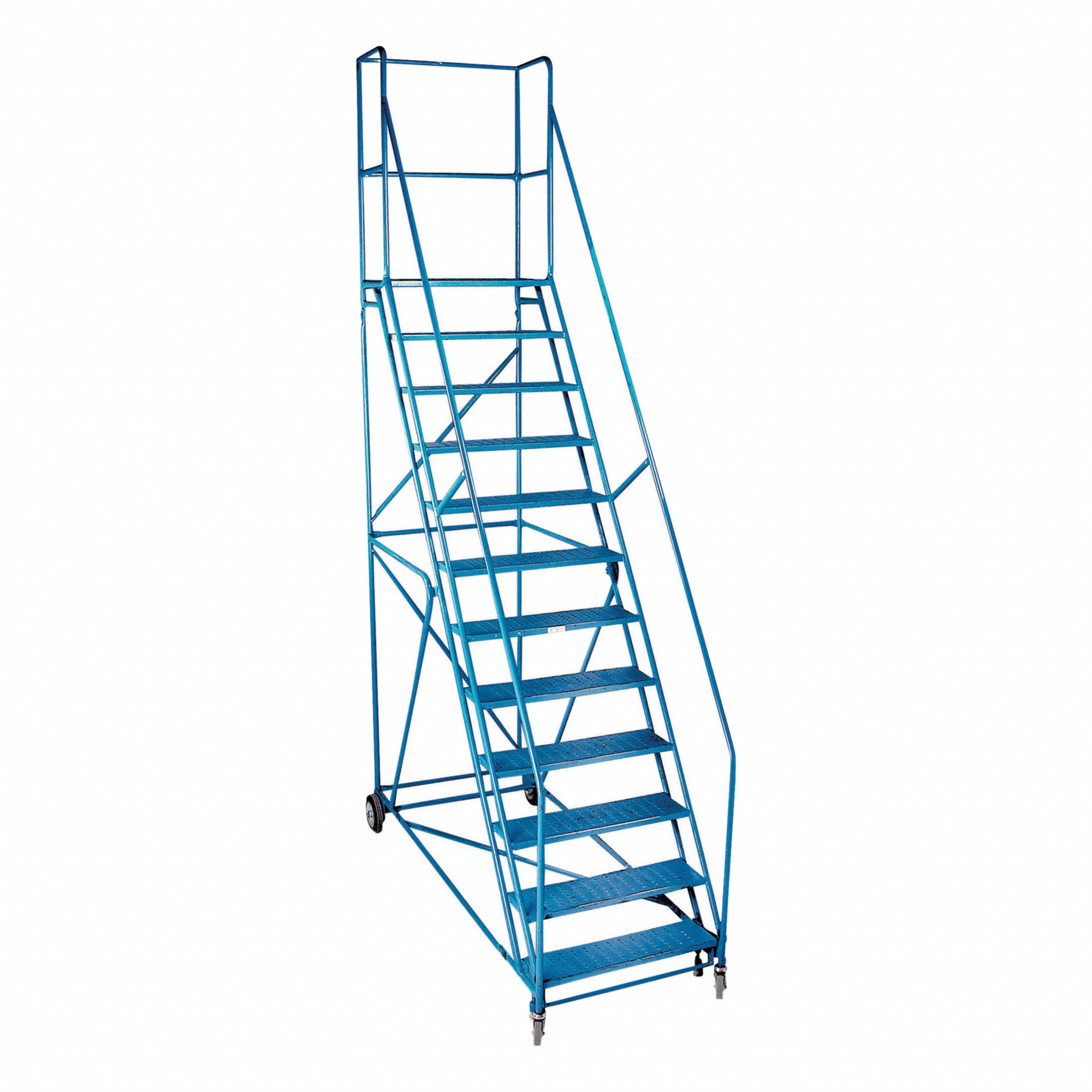 ROLLING AND CANTILEVER LADDER, 12 STEP, WITH HANDRAILS