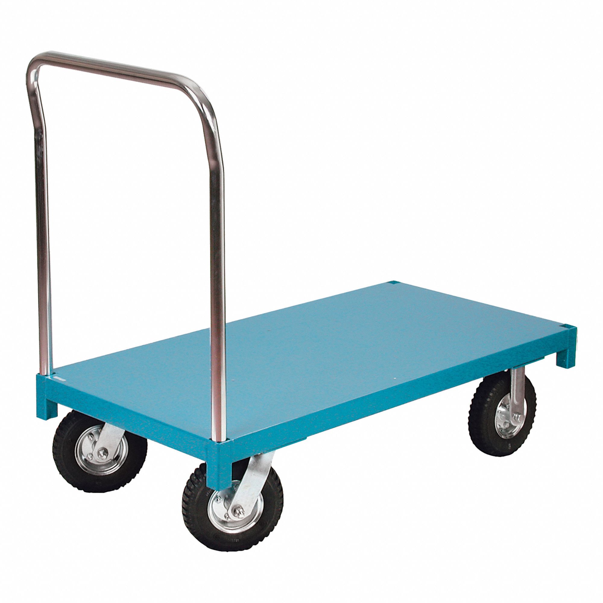 PLATFORM TRUCK, BLUE, 24 X 39 X 48 IN, POWDER COATED, 1,000 LB LOAD CAPACITY, 8 IN WHEEL DIA, 14 GA, REMOVABLE HANDLE