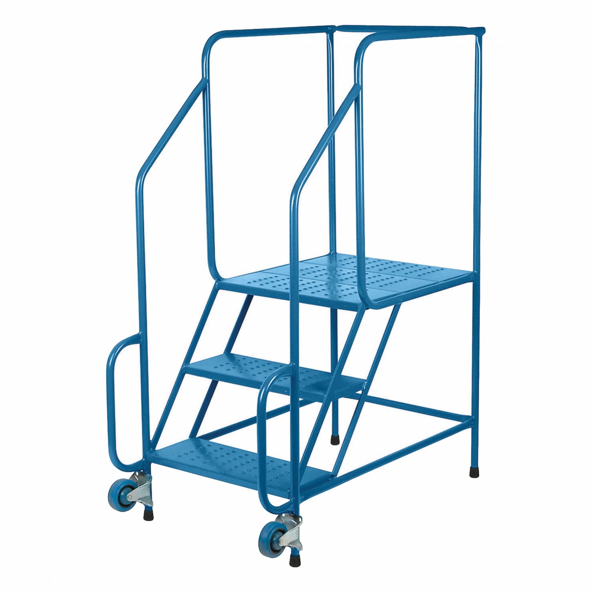 ROLLING AND CANTILEVER LADDER, BLUE, 167 IN H, STEEL, ENAMEL FINISH