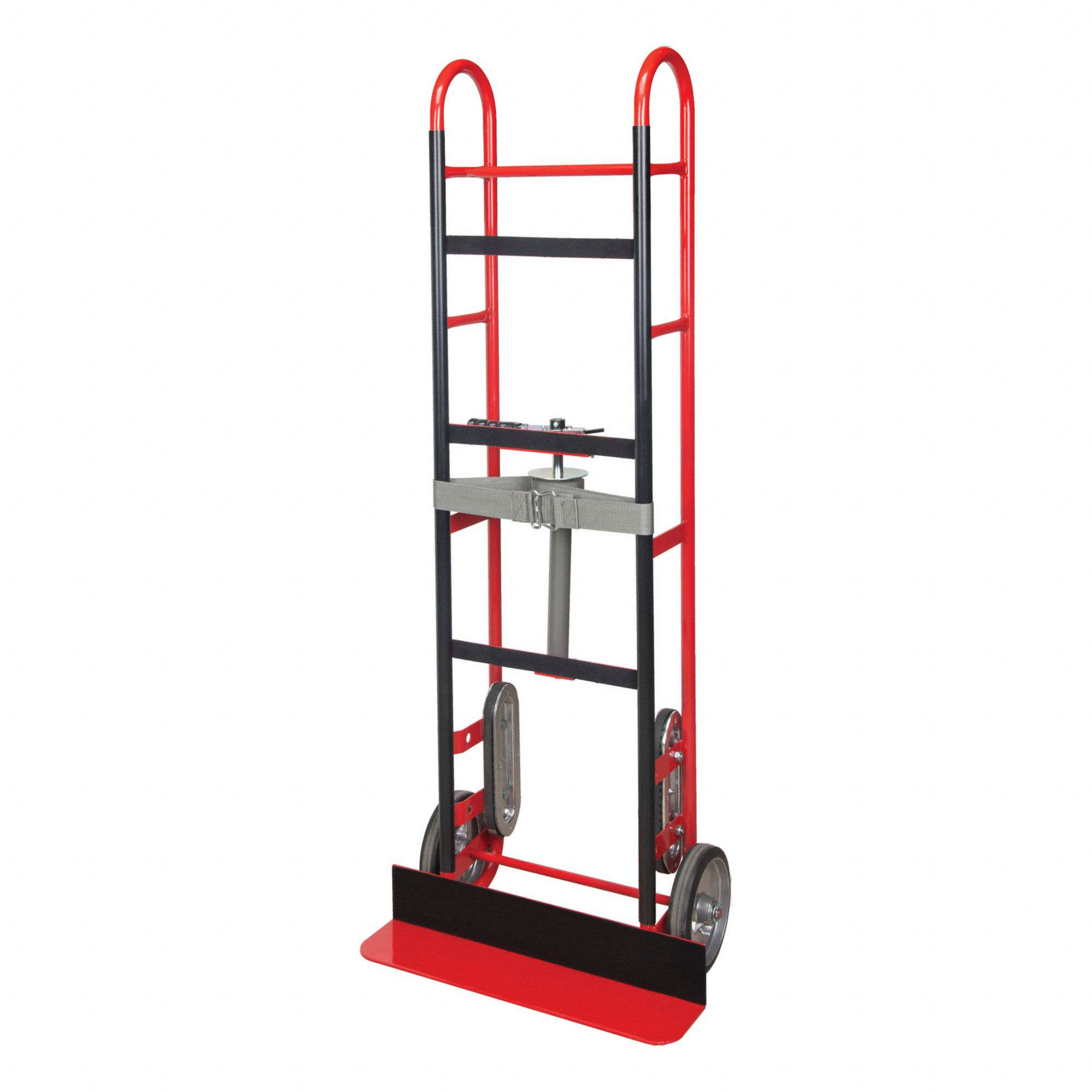 HAND TRUCK, BLACK, RED, 14½ IN D X 24 IN W X 59 IN H, STEEL, 550 LB LOAD CAPACITY, CONTINUOUS HANDLE