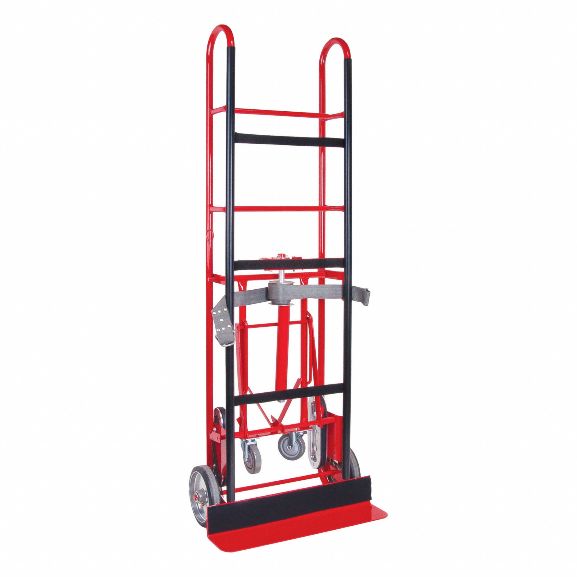 HAND TRUCK, BLACK, RED, 14½ X 24 X 66 IN, STEEL, 850 LB LOAD CAPACITY, 4 IN WHEEL DIAMETER, CONTINUOUS HANDLE
