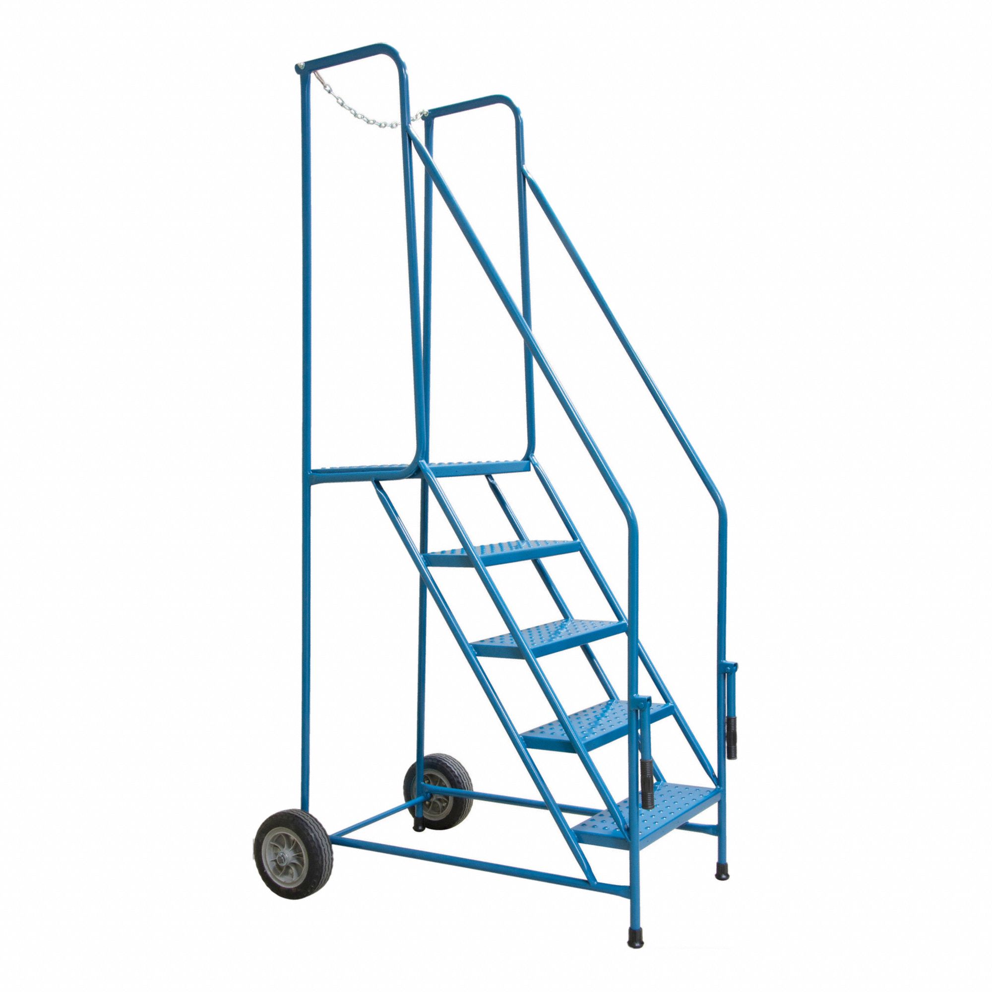 ROLLING AND CANTILEVER LADDER, BLUE, 55 IN H, STEEL, ENAMEL FINISH, ASSEMBLED