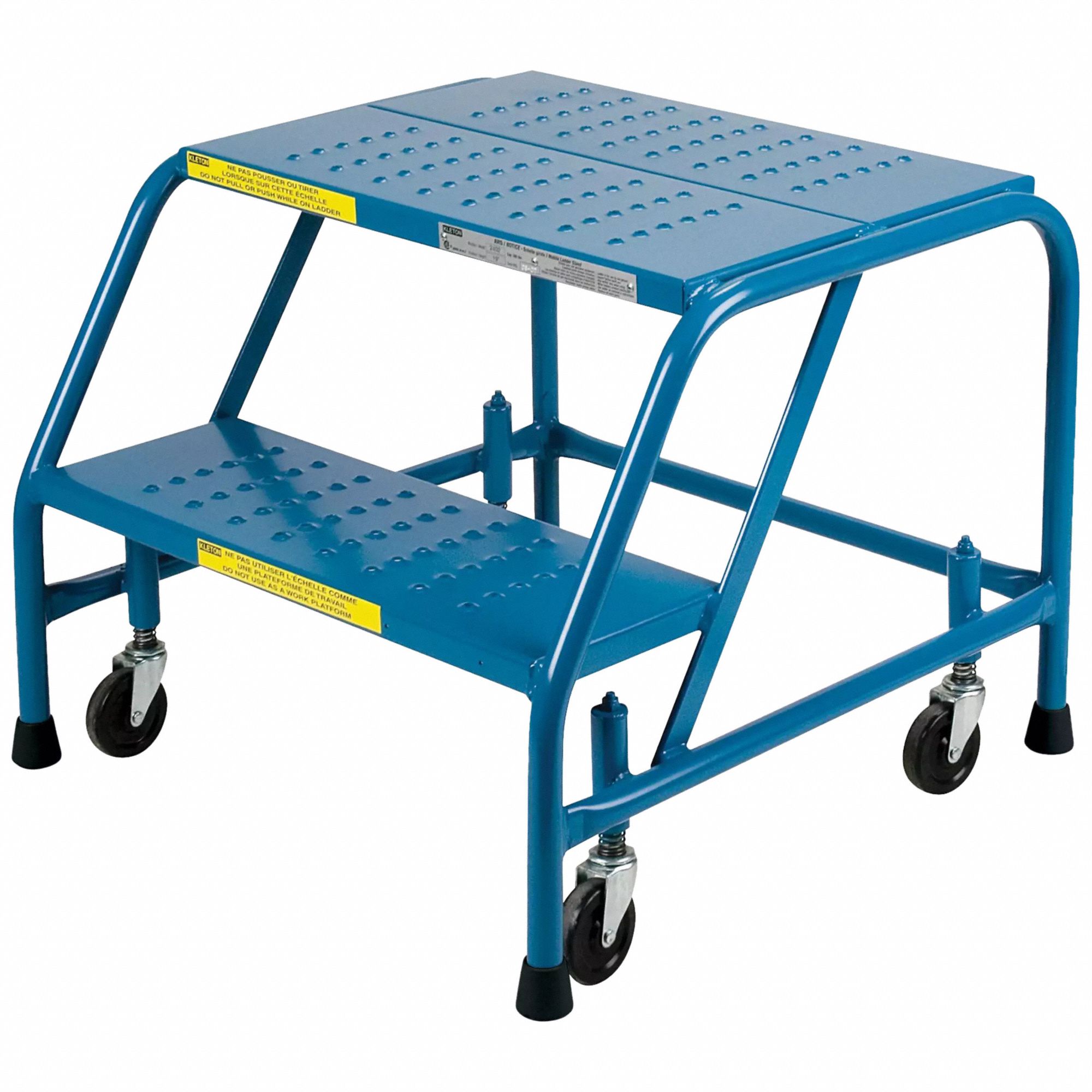 ROLLING LADDER,STEEL,ASSEMBLED,BLUE