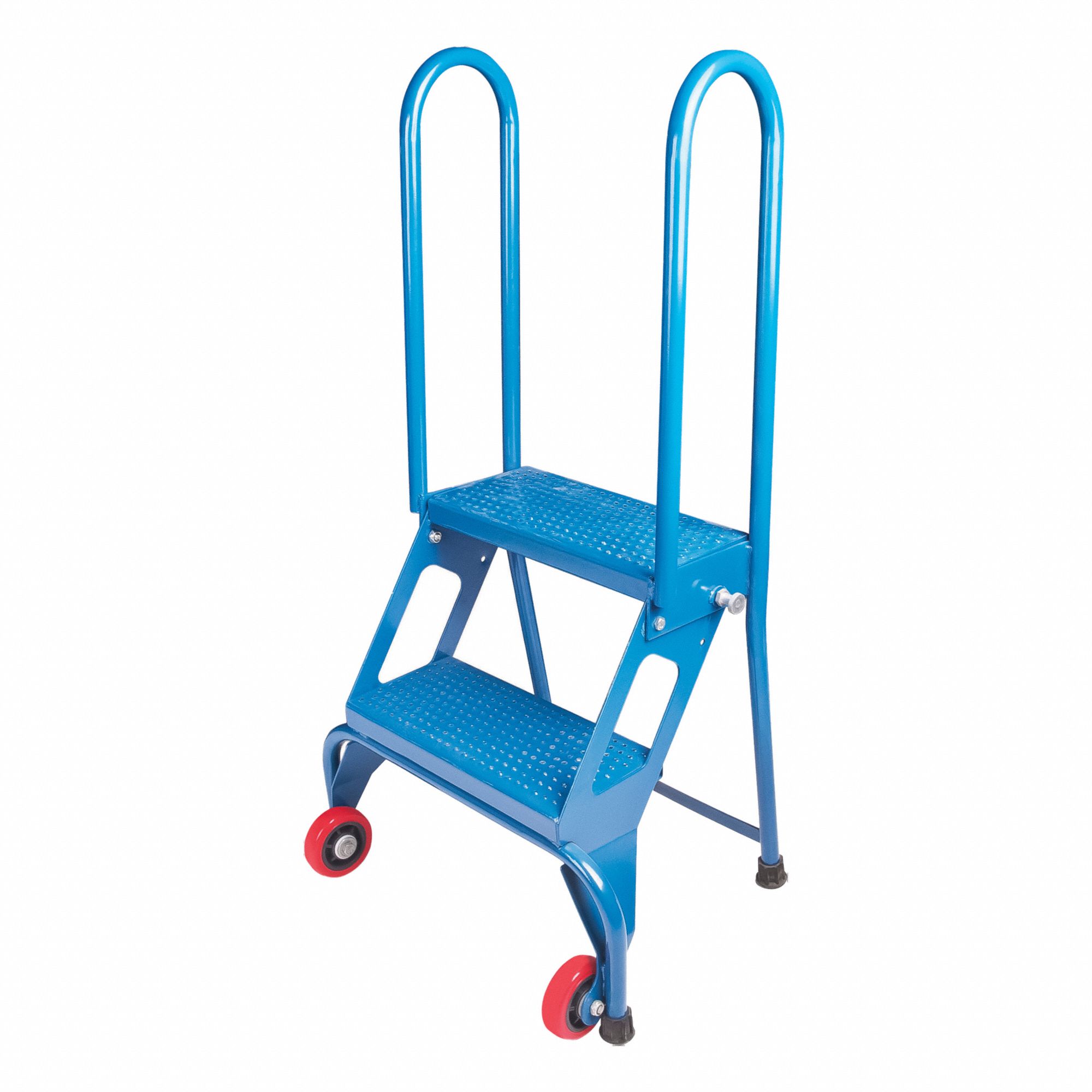ROLLING AND CANTILEVER LADDER, BLUE, 41 IN H, STEEL, ENAMEL FINISH, ASSEMBLED