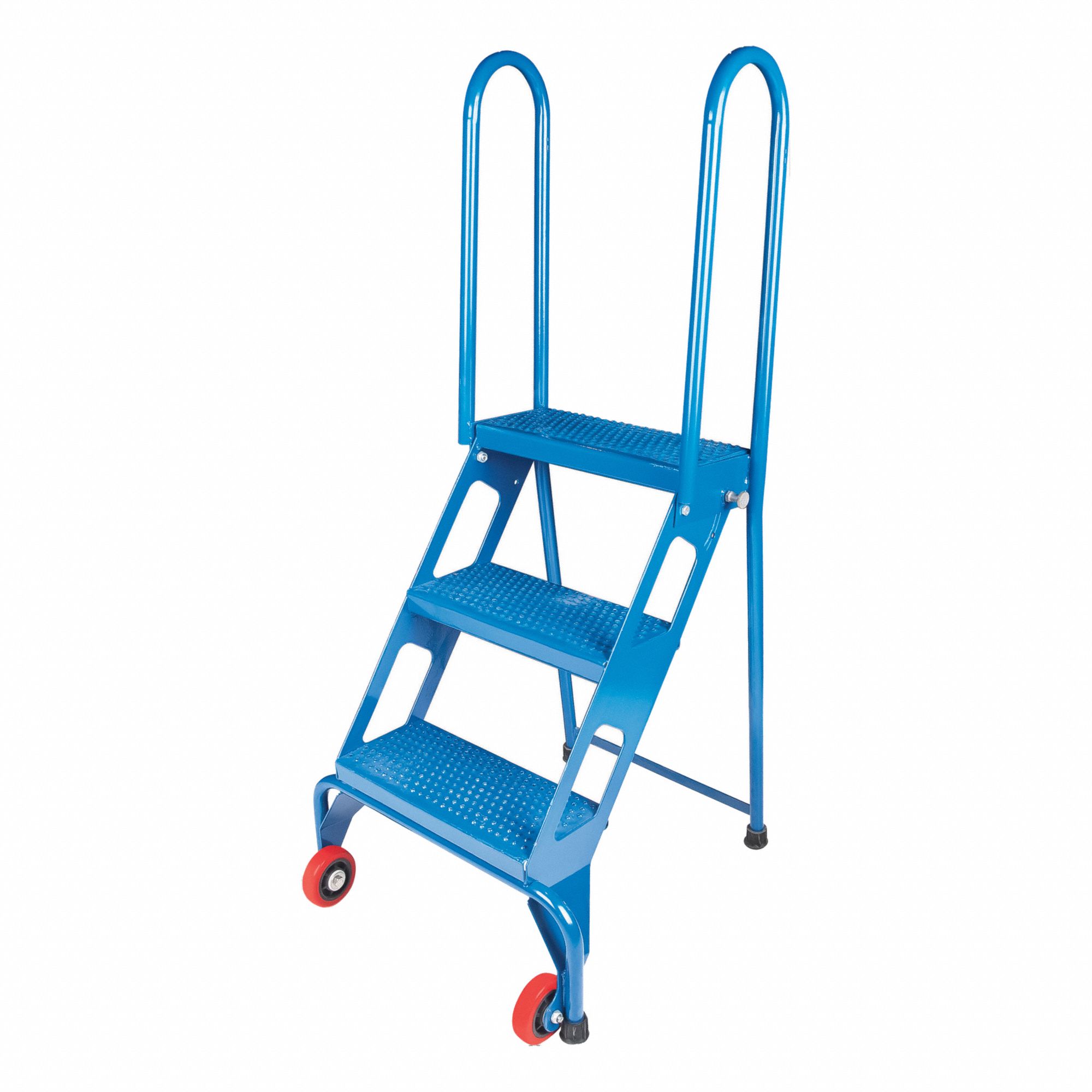 ROLLING AND CANTILEVER LADDER, BLUE, 52 IN H, STEEL, ENAMEL FINISH, ASSEMBLED