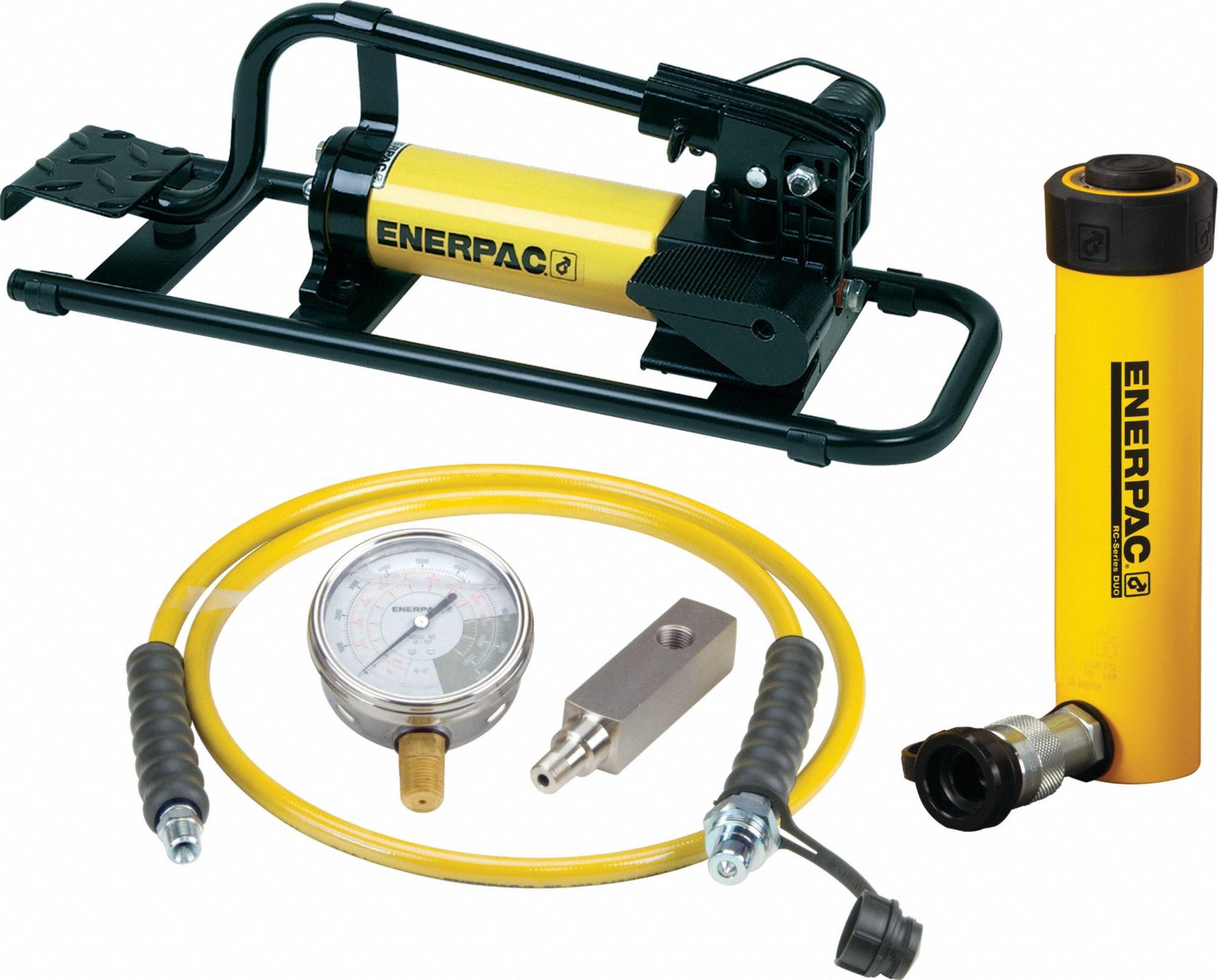 Ram and Pump Set: 10 ton Cylinder Nominal Capacity, 6 1/8 in Cylinder Stroke, Mfr. No. RC106