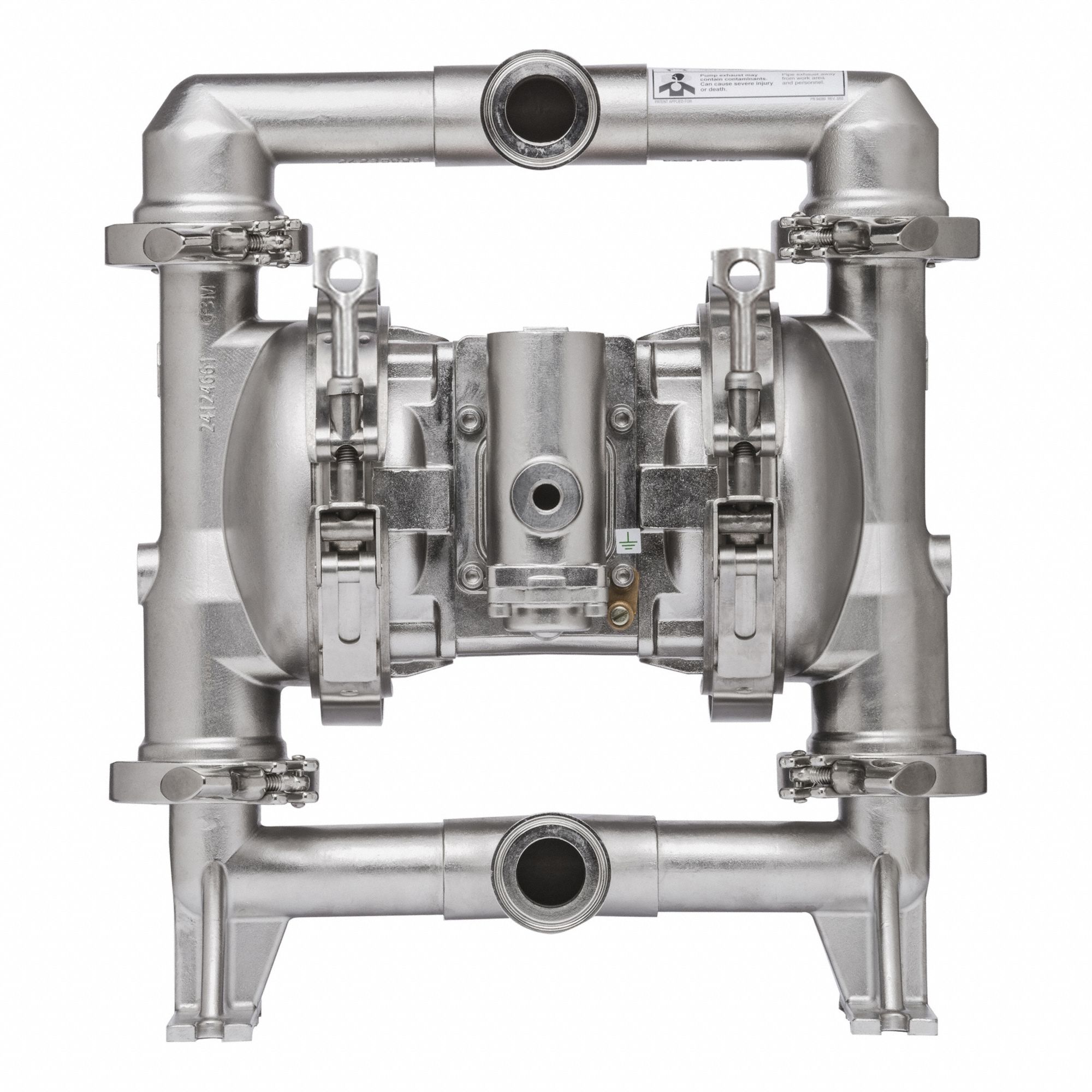 Diaphragm Pump: Air, 316 Stainless Steel, Single Port, 54 gpm Max. Flow Rate, PTFE, Ball, PTFE