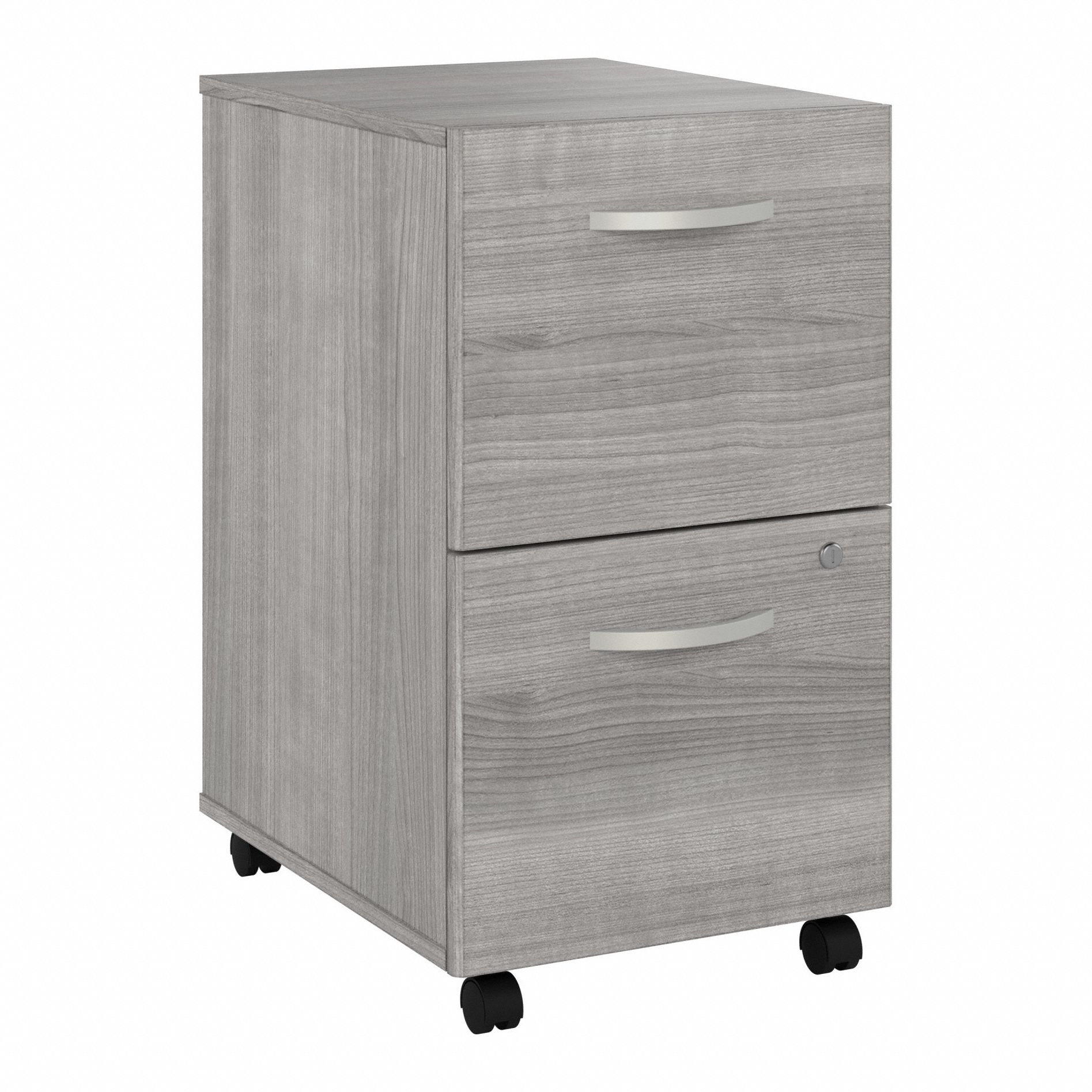 Desk Pedestal: Light Gray, 2 Drawers, 27 3/4 in Overall Ht, Laminate/Wood