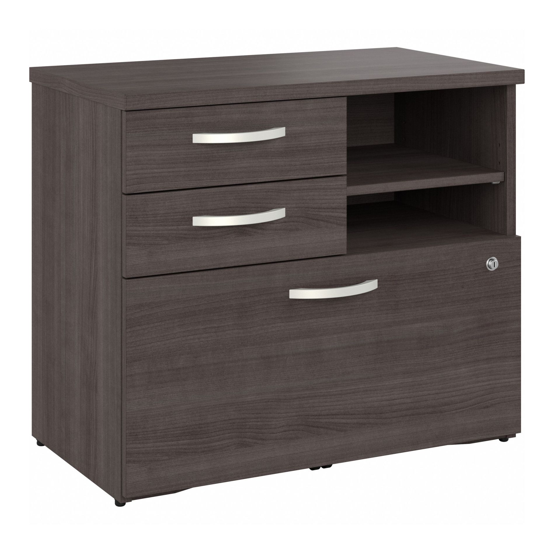 Storage Cabinet: Dark Gray, Laminate/Wood, 26 in Overall Ht, 2 Shelves