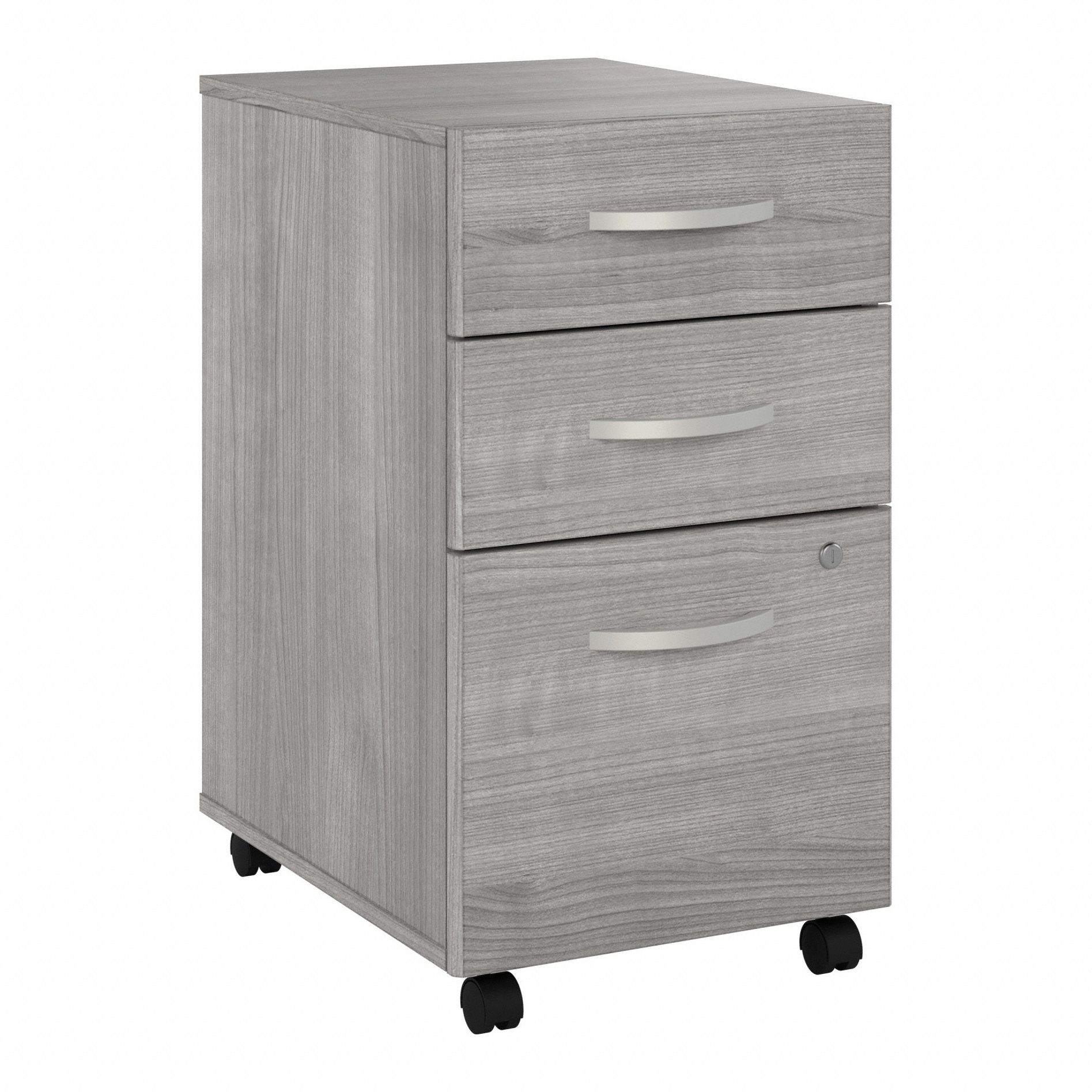 Desk Pedestal: Light Gray, 3 Drawers, 27 3/4 in Overall Ht, Laminate/Wood