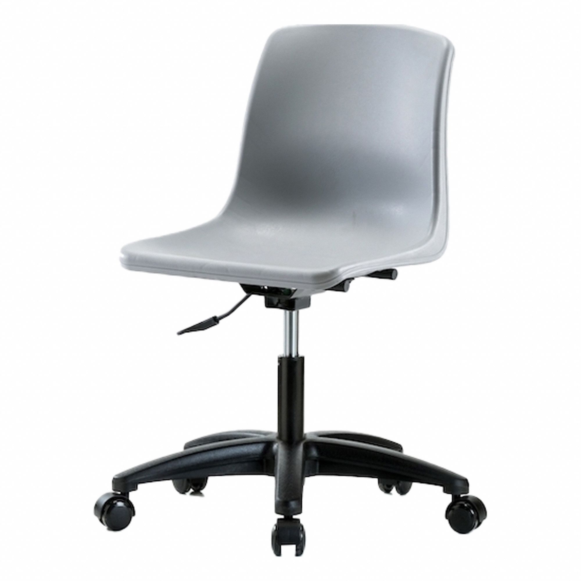 Shell Chair: Gray, Plastic Material, 17 in Back Ht, 16 in Seat Wd, Black Frame