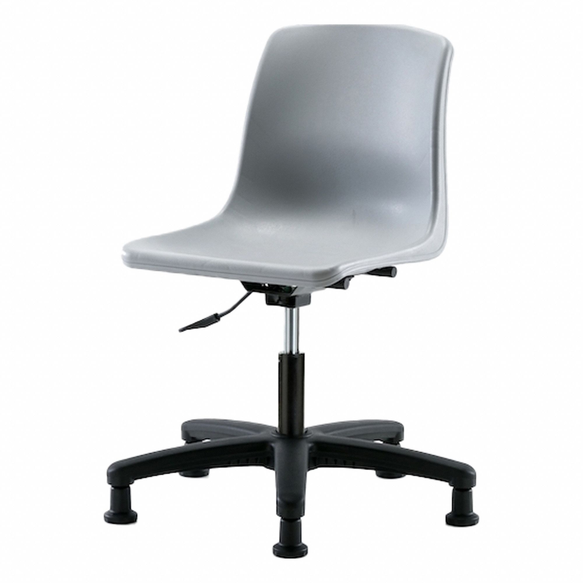 Shell Chair: Gray, Plastic Material, 17 in Back Ht, 16 in Seat Wd, Black Frame