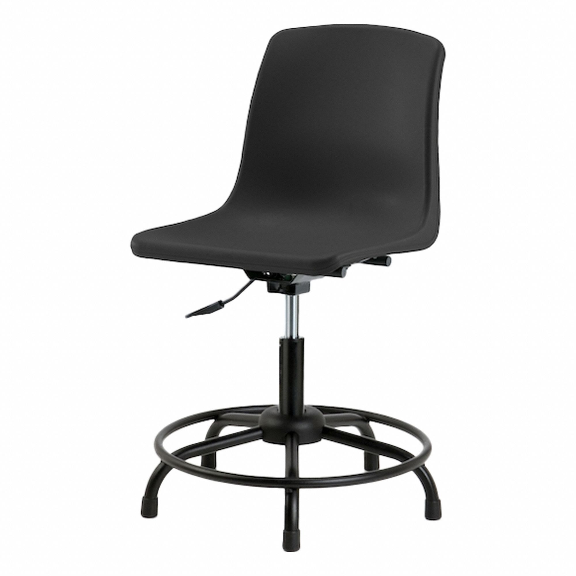 Shell Chair: Black, Plastic Material, 17 in Back Ht, 16 in Seat Wd, Stationary