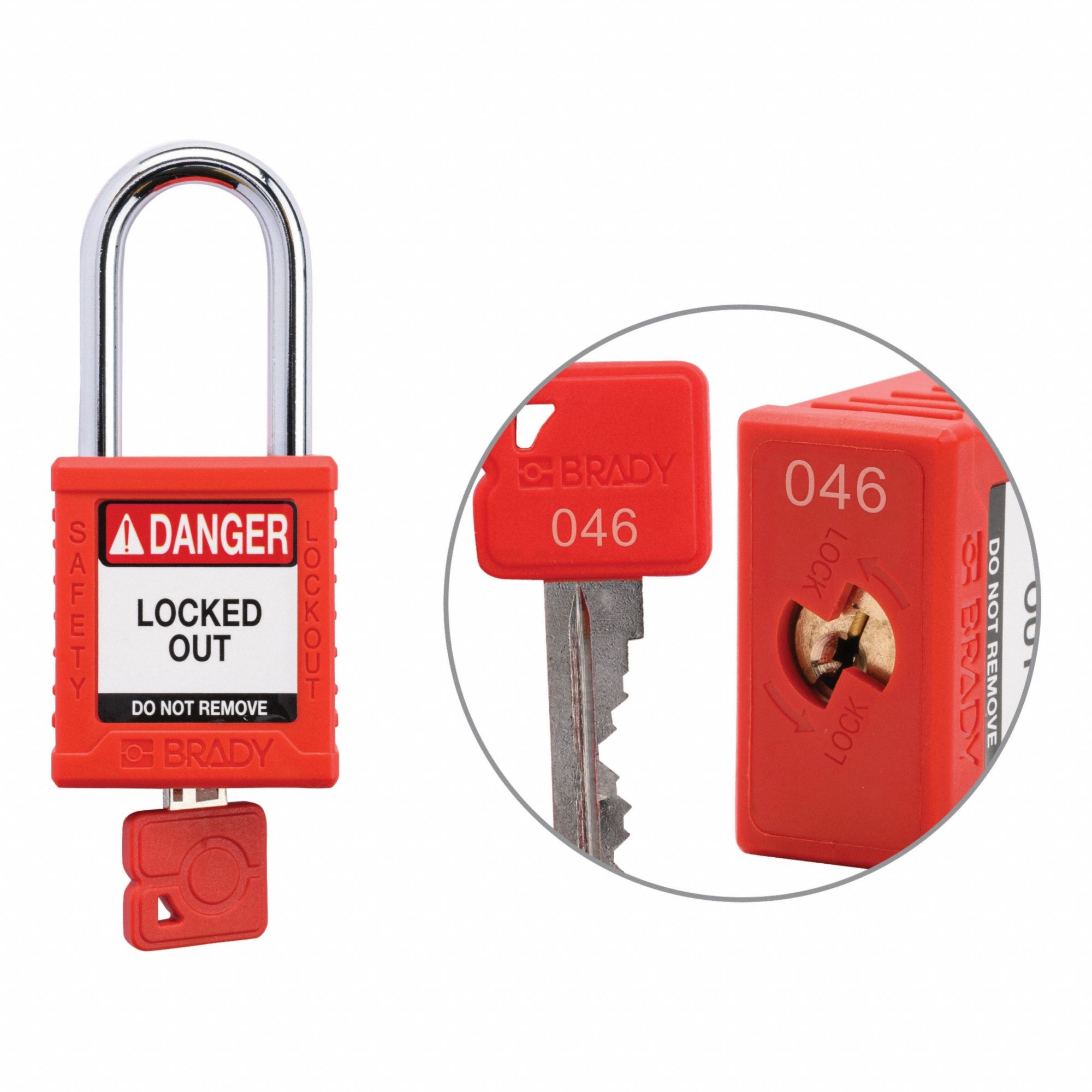 Padlock Plastic RED 1.5in Stl KeyCode46 - Grainger