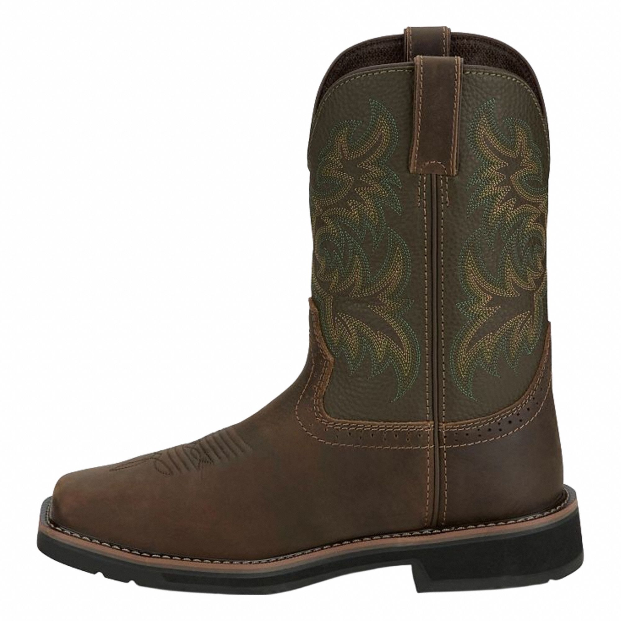 Western Boot: Men's, Size 8, EE, Brown, Steel Toe Cap, Removable Insole