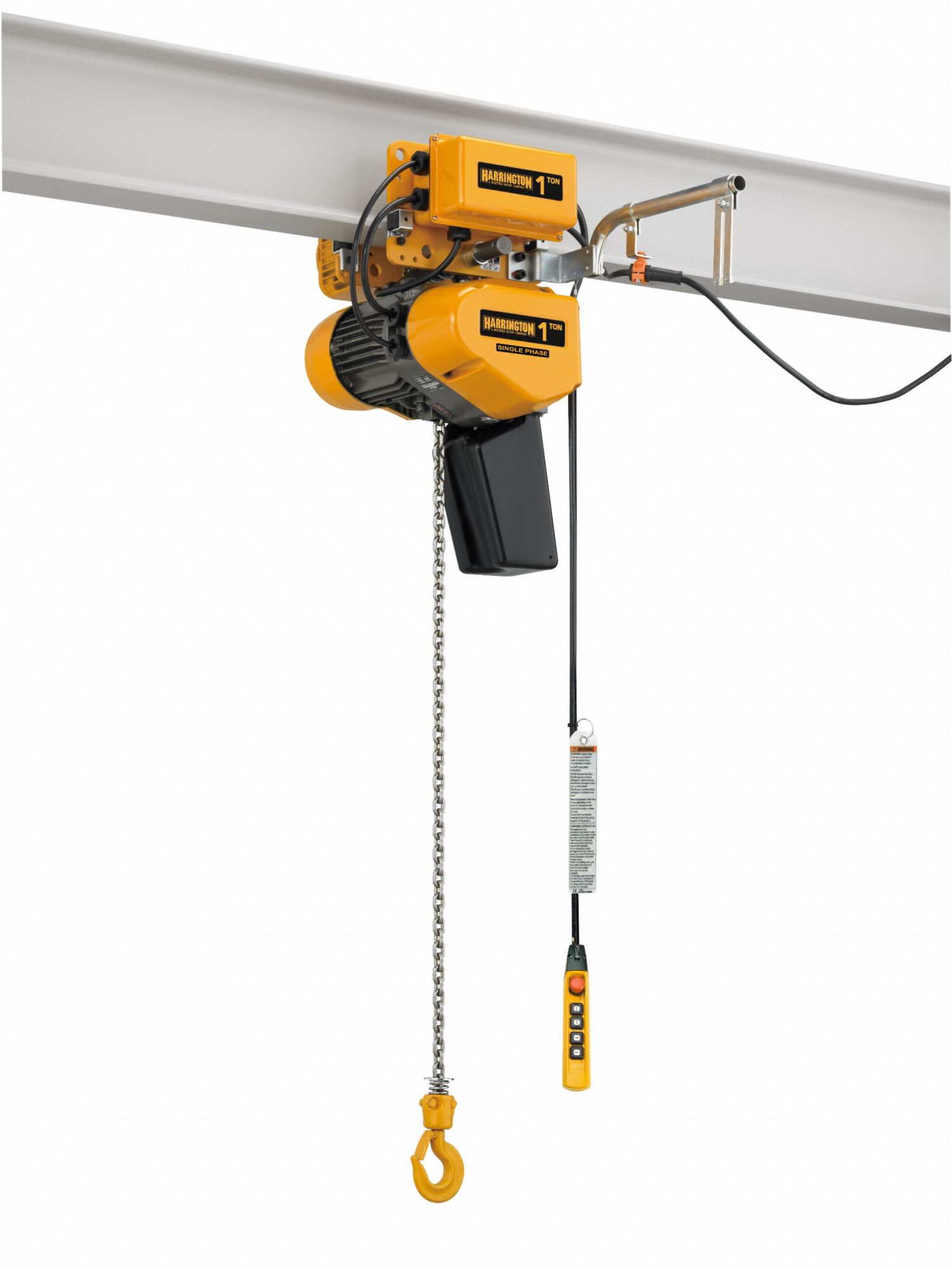 Electric Chain Hoist: H4 - Heavy Duty, Motorized Trolley, 115/230V AC, 10 ft Lift Lg