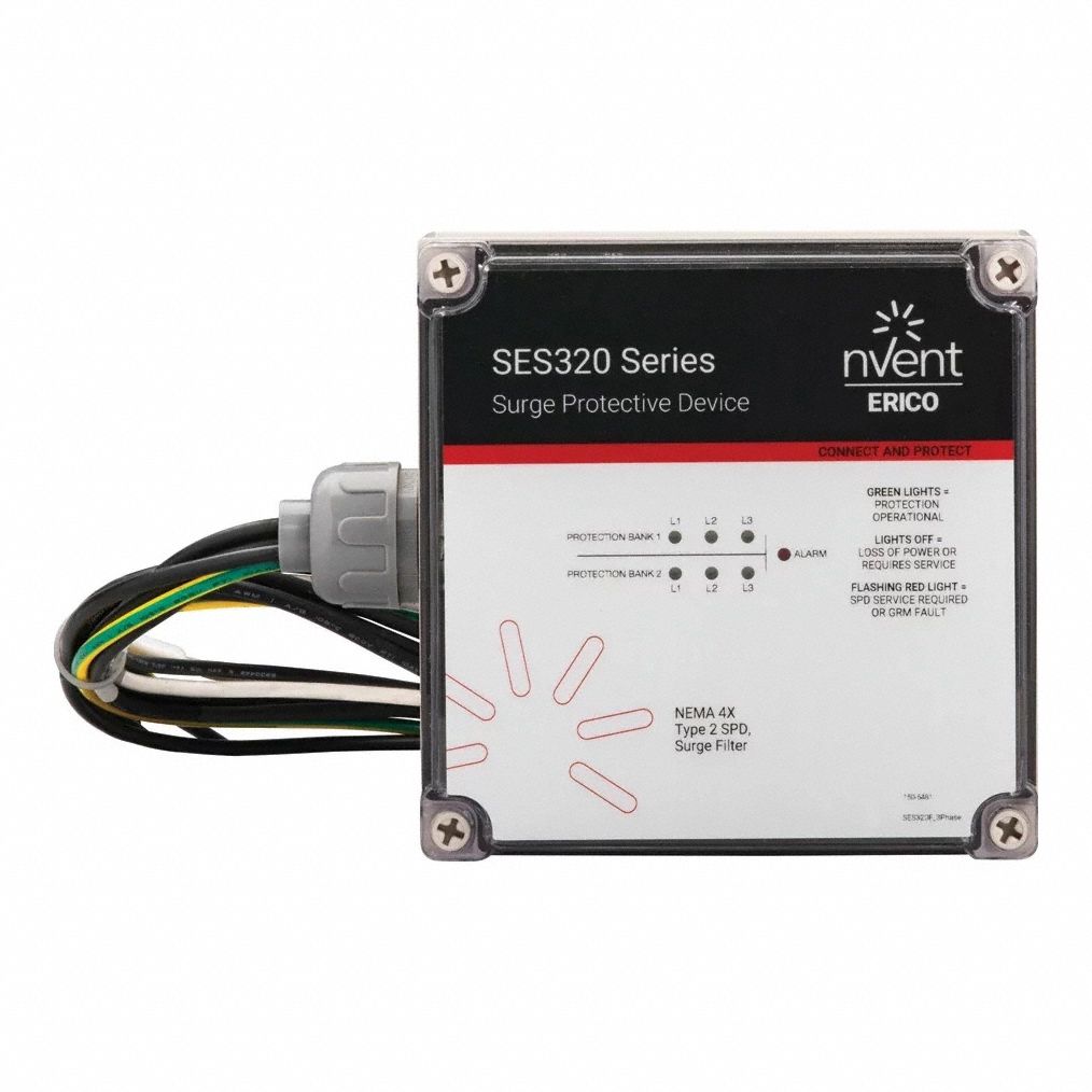 Surge Protection Device: Single Phase, 120/240V AC, 180/360V, Polycarbonate, 4X, 20 kA