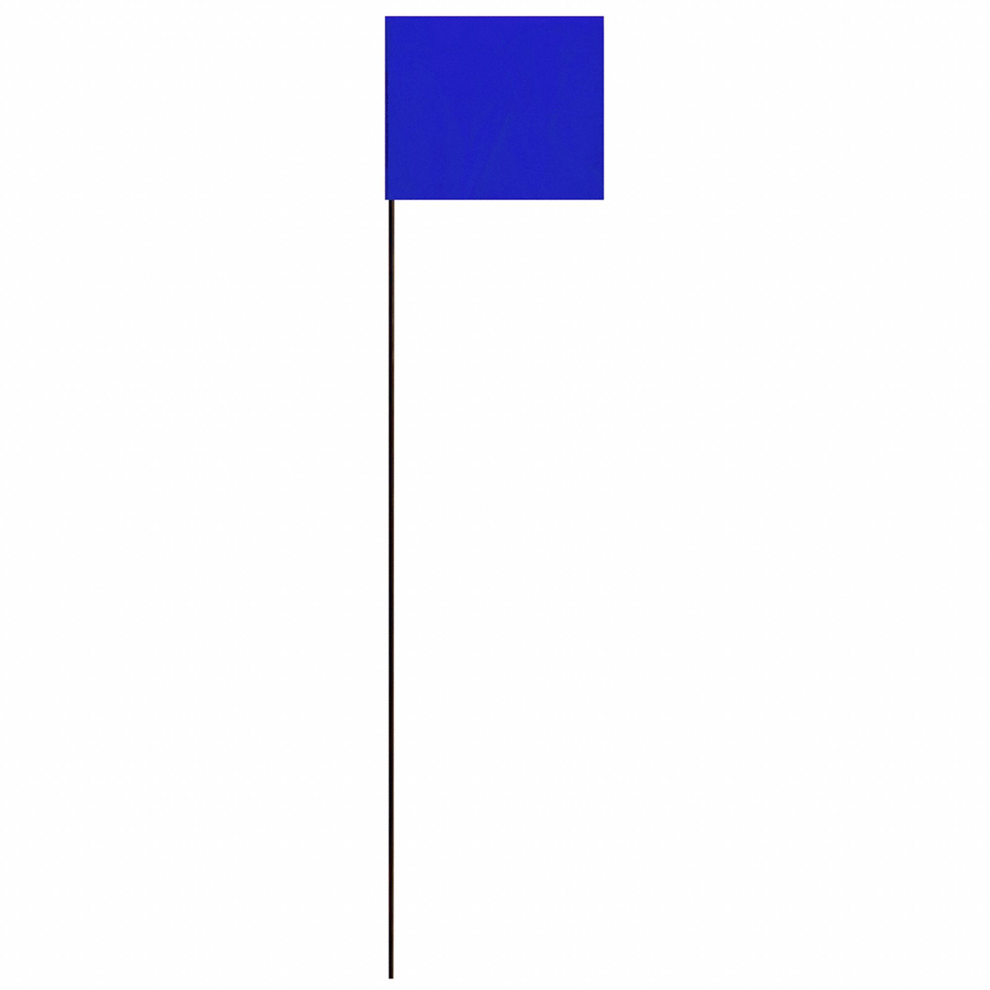 Marking Flag: 21 in x 1 1/2 in Flag Size (HxW), 21 in Staff Ht, Blue, Blank, No Image, Solid, 25 PK