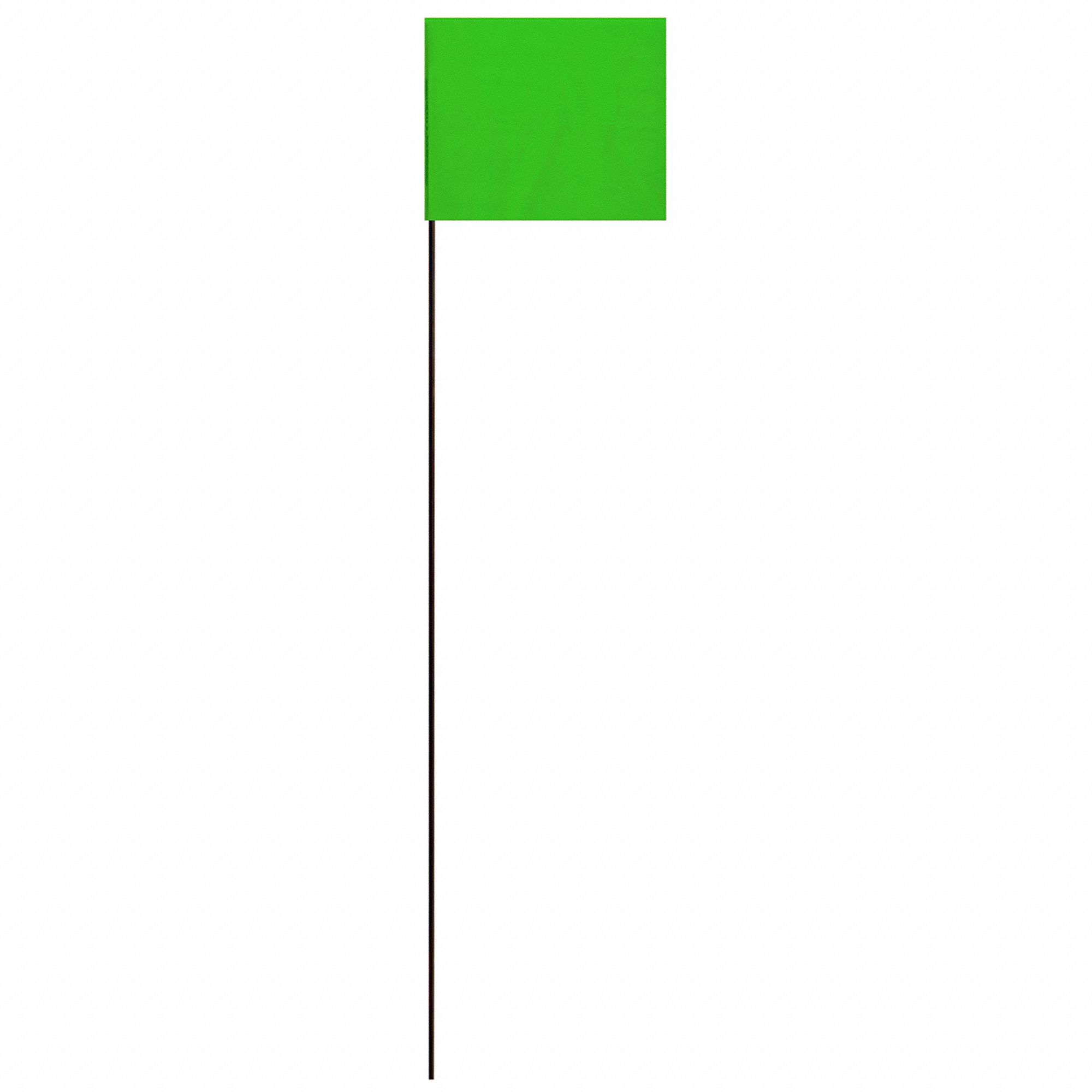 Marking Flag: 21 in x 1 1/2 in Flag Size (HxW), 21 in Staff Ht, Green, Blank, No Image, Solid, 25 PK