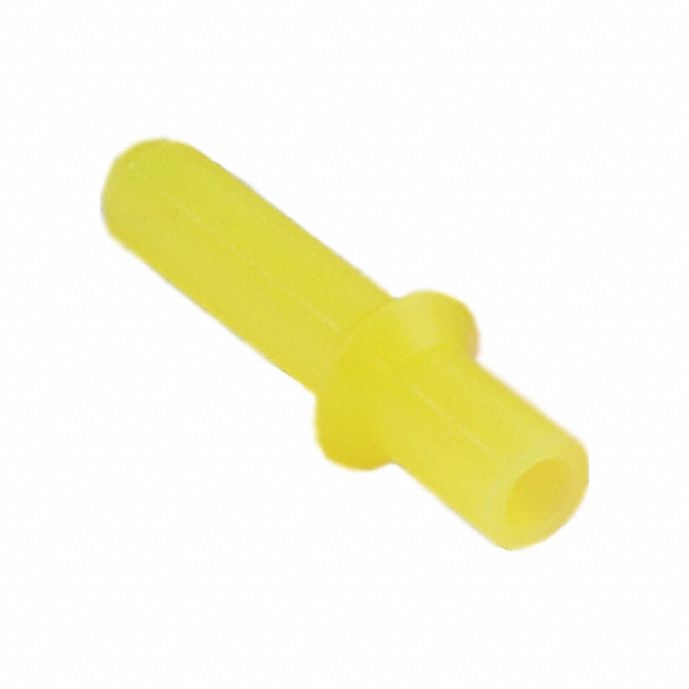 Cap with Flange: Silicone, Yellow, 0.177 in Inside Dia, 0.291 in Outside Dia, 50 PK