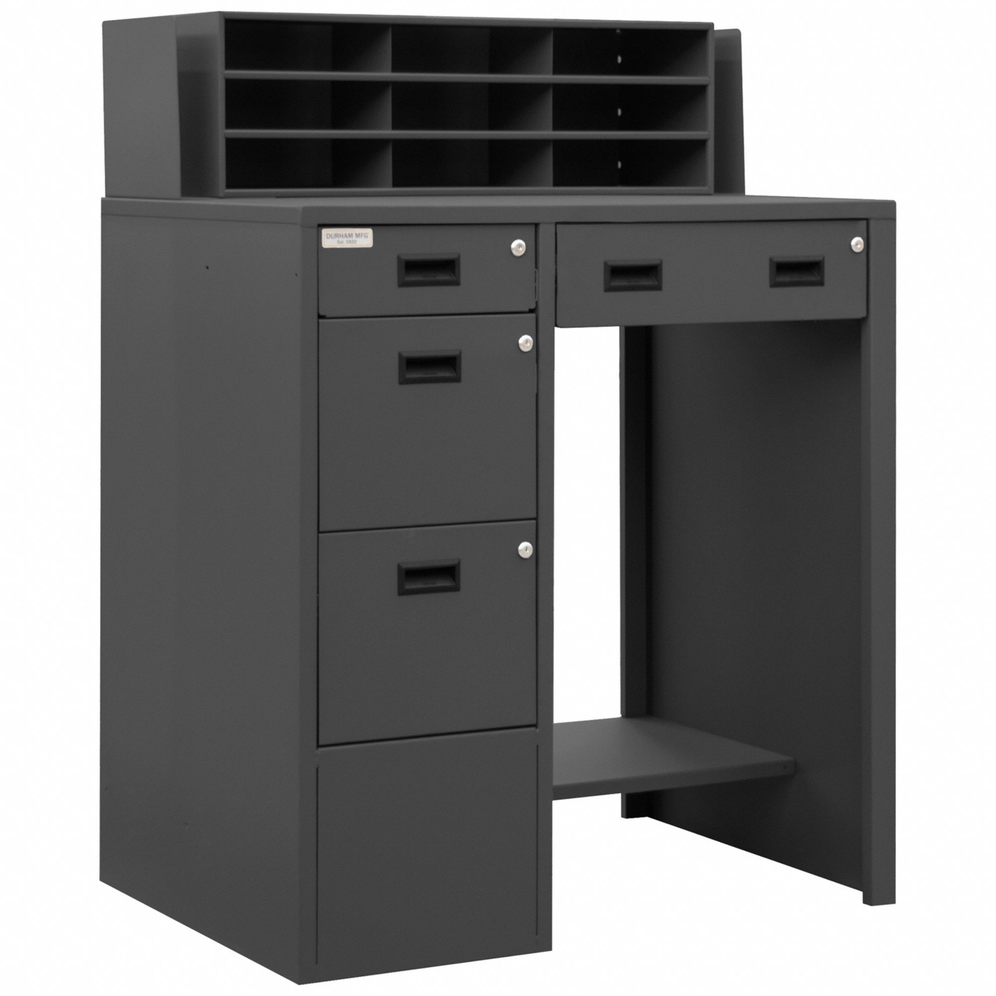 DURHAM MFG, Pedestal/Panel Desk, 29 in x 39 in x 52 7/8 in, Shop Desk 1PB42SFWS39295595