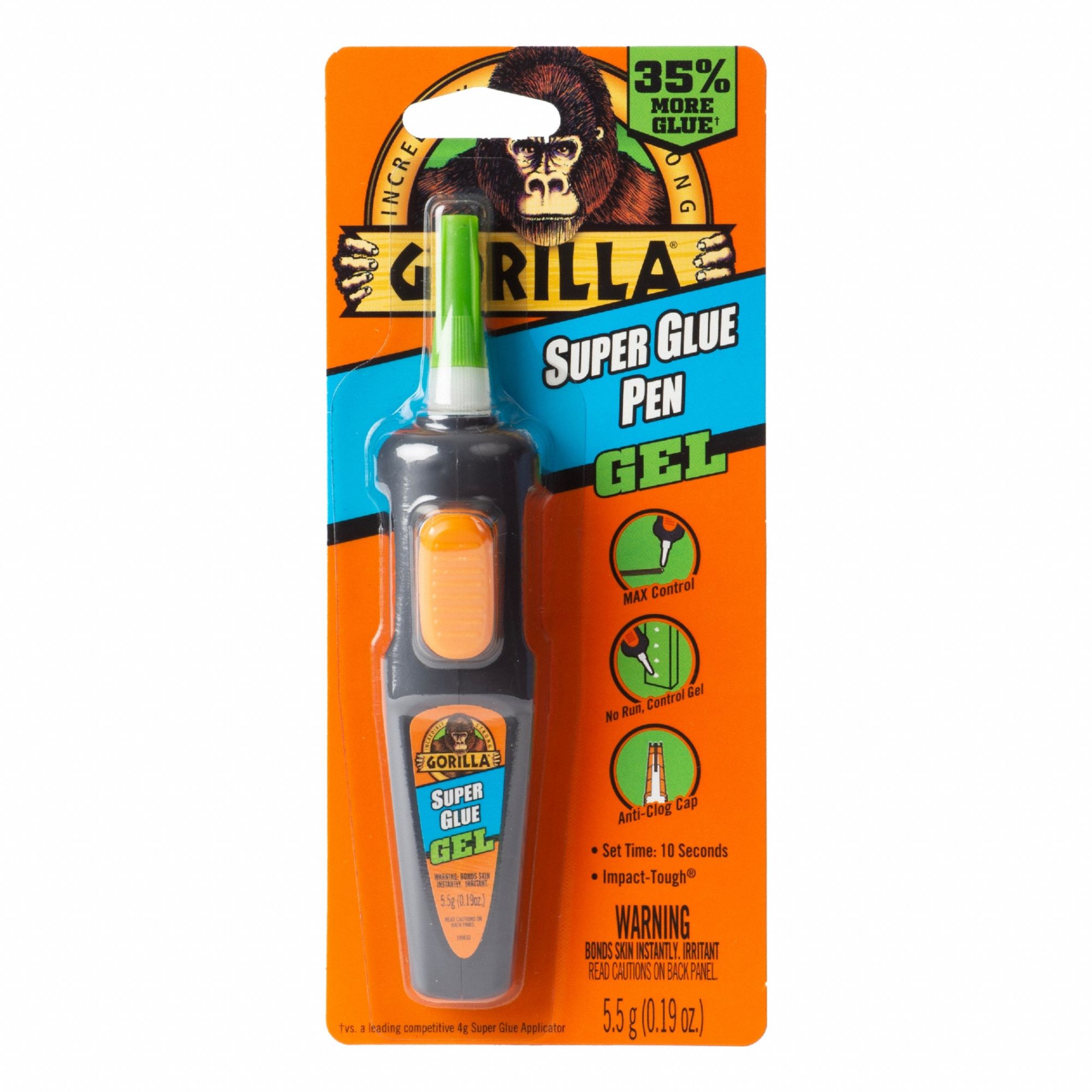 Instant Adhesive: Super Glue Gel, Gen Purpose, 0.19 fl oz, Tube, Clear, Thick Liquid