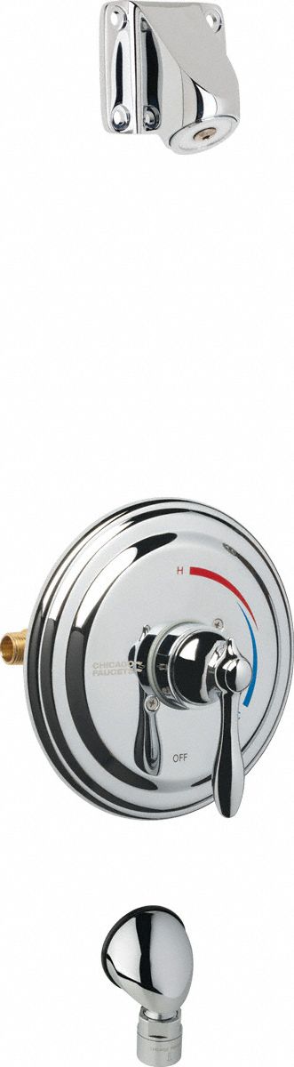 Shower Faucet: SH-TP, 2 gpm Fixed Showerhead Flow Rate, Brass, Chrome-Plated Finish