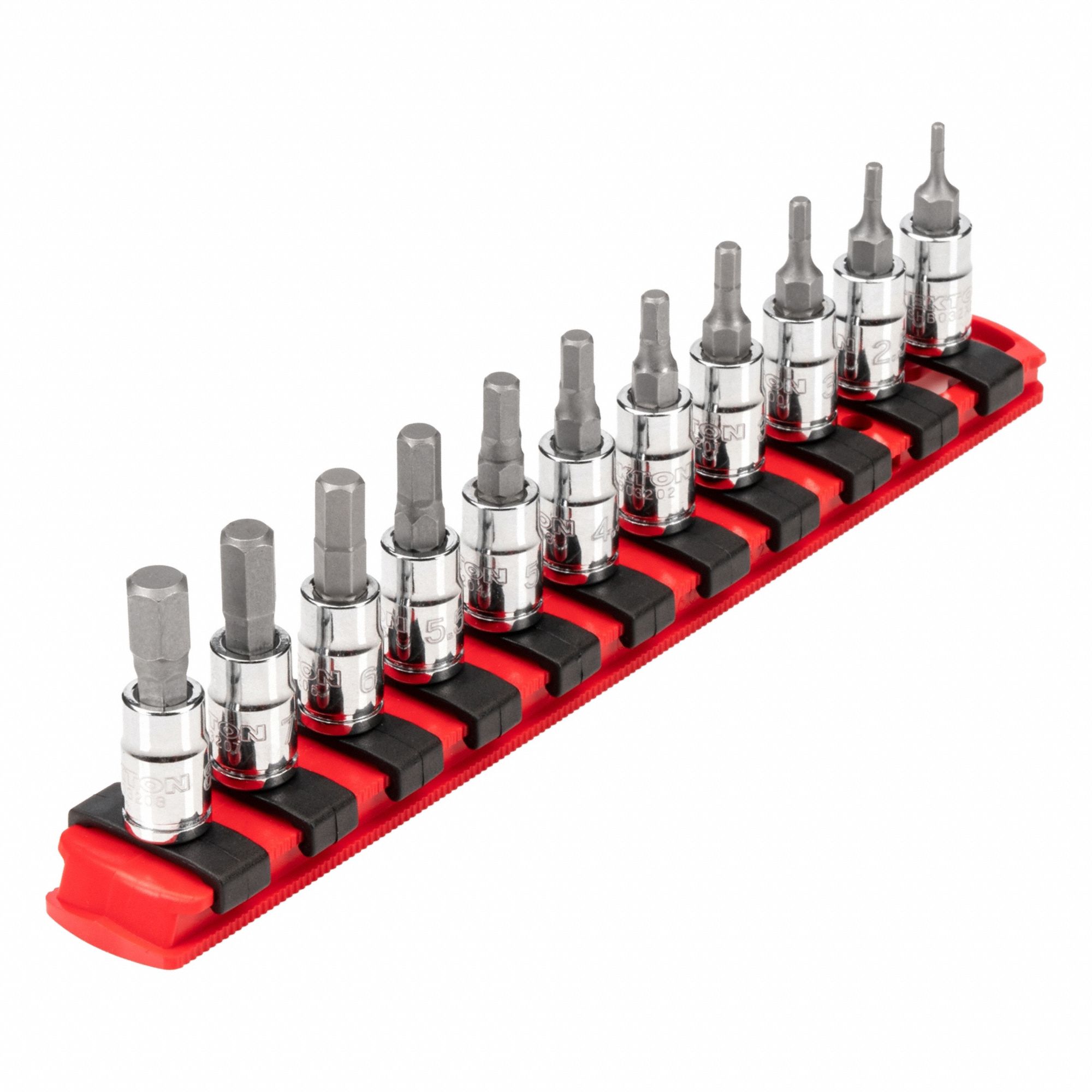 Socket Bit Set: 1 - 25 Pieces, 1/4 in Drive Size, 11 Pieces, 2 mm to 8 mm Tip Size Range