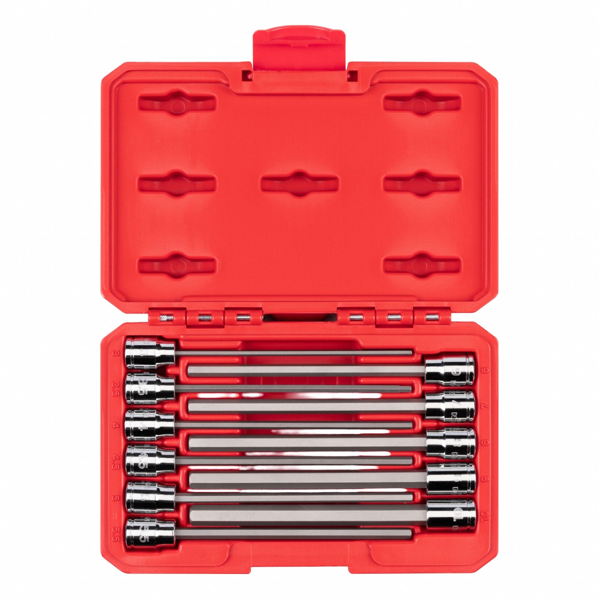 Socket Bit Set: 1 - 25 Pieces, 3/8 in Drive Size, 11 Pieces, 3 mm to 10 mm Tip Size Range