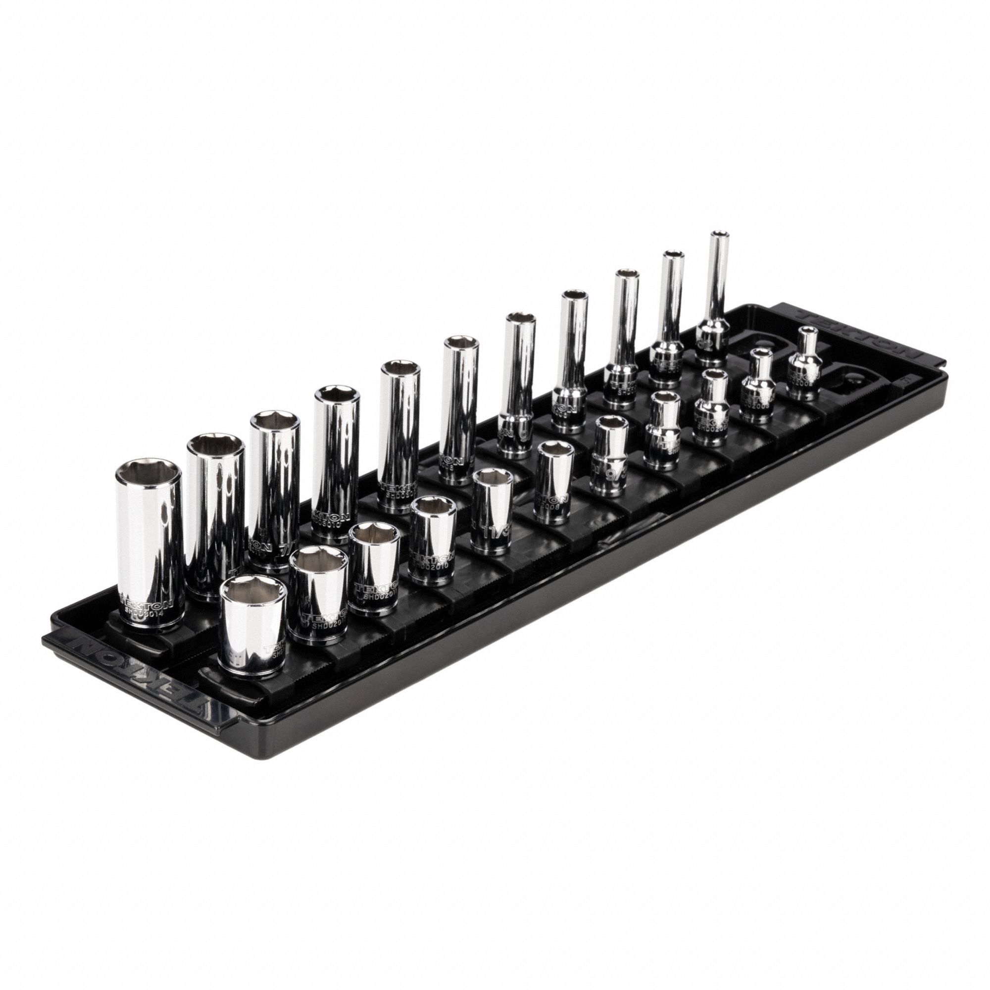 Socket Set: 1/4 in Drive, 22 Piece, 6-Point, SAE, 5/32 in to 9/16 in