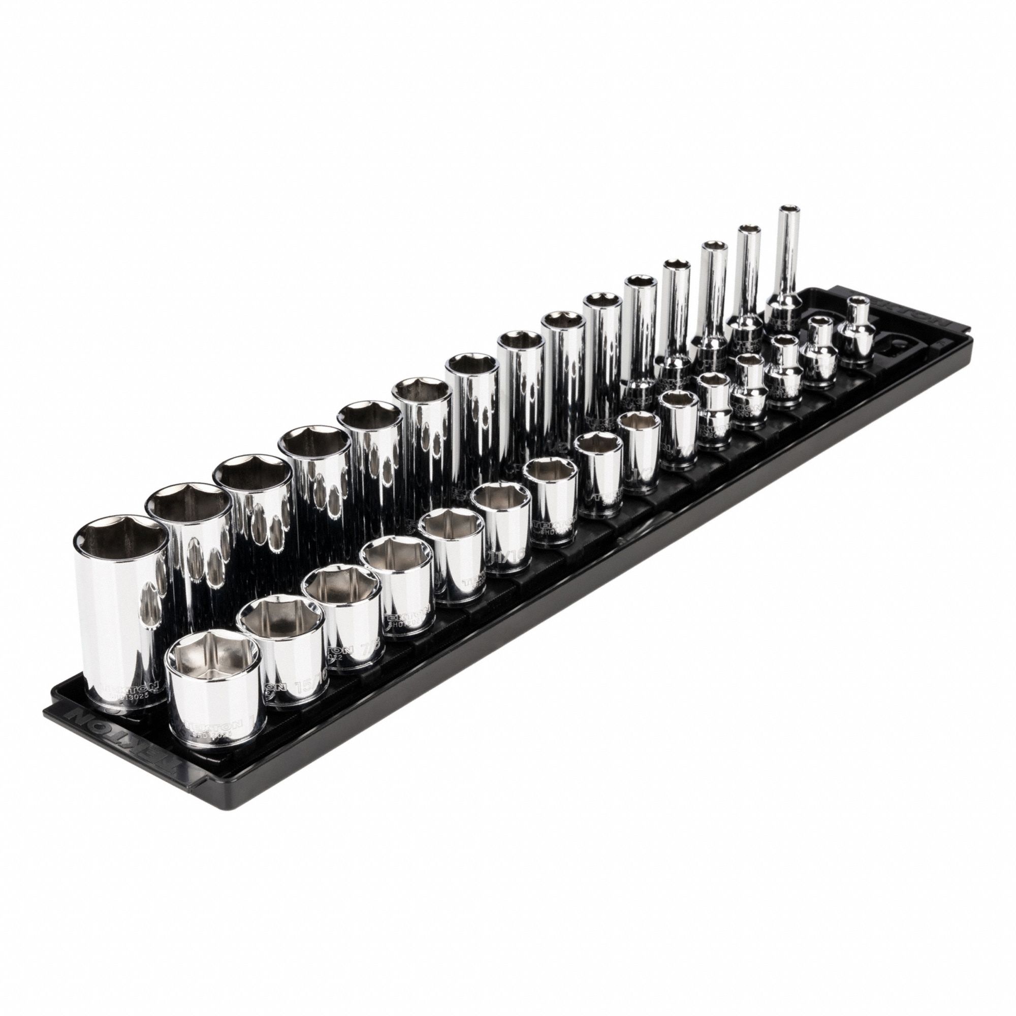 Socket Set: 3/8 in Drive, 30 Piece, 6-Point, SAE, 1/4 in to 1 in