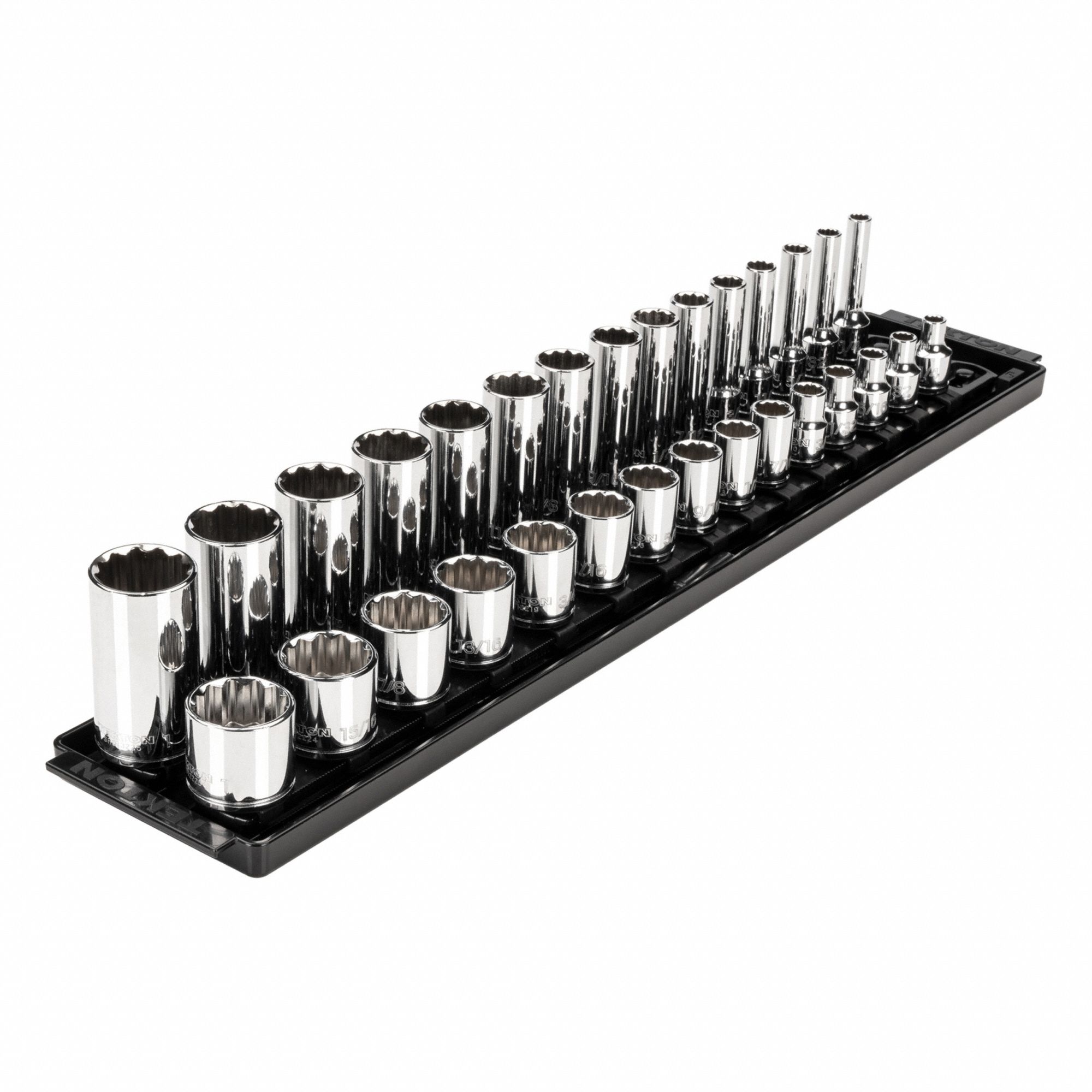 Socket Set: 3/8 in Drive, 30 Piece, 12-Point, SAE, 1/4 in to 1 in